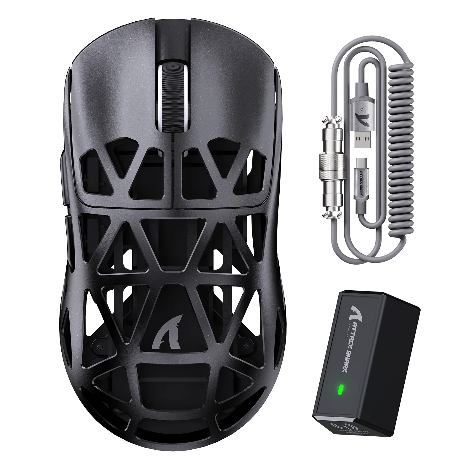 ATTACK SHARK R2 Magnesium Alloy PAW3950 Gaming Mouse 8K with Mouse Coiled Cable (Not Include the Charging Dock)
