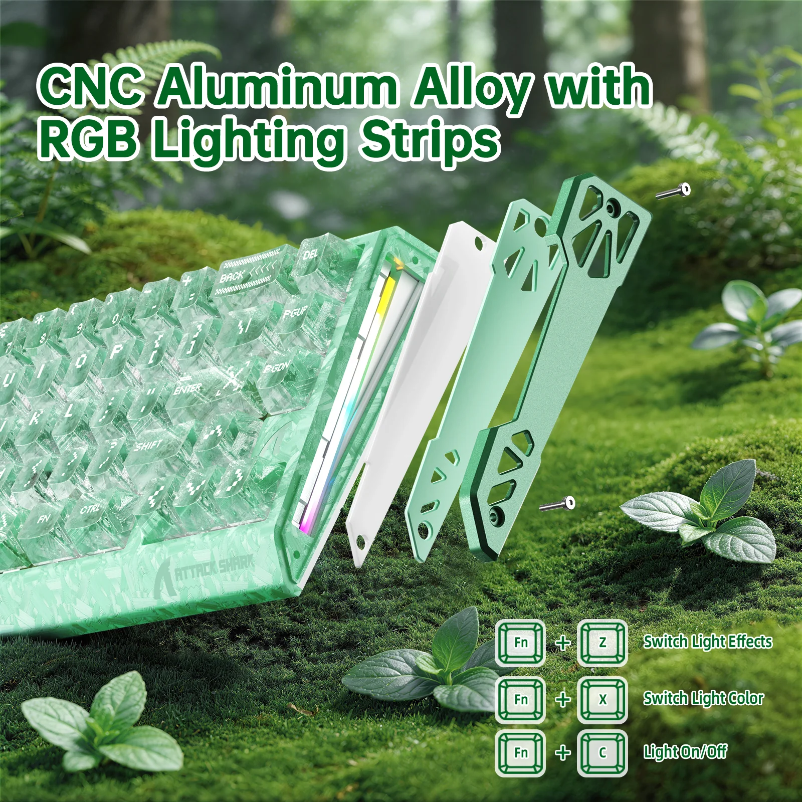 ATTACK SHARK R68 HE Carbon Fiber Wired Rapid Trigger Magnetic Switch Keyboard With C01 Ultra RGB Coiled Cable