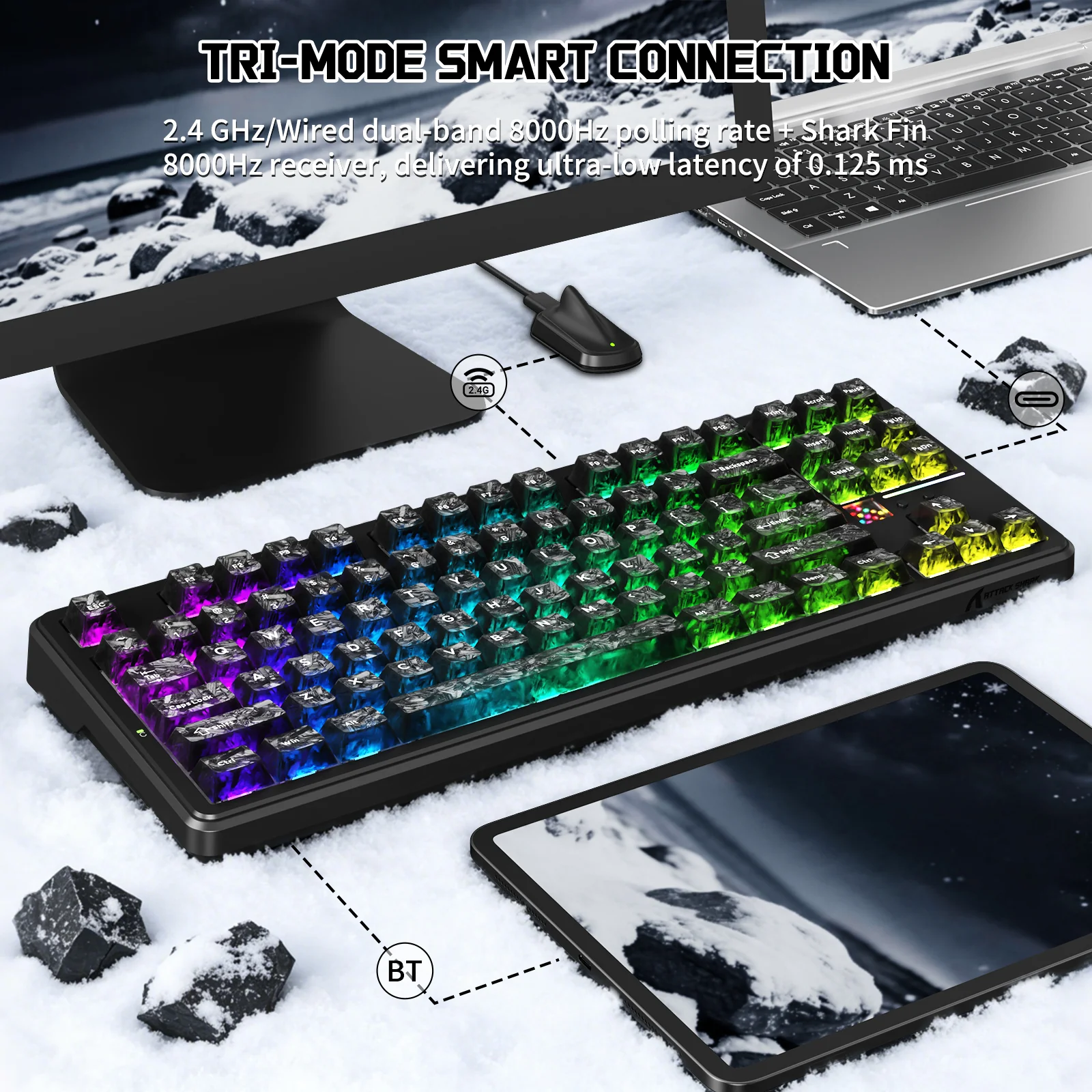 ATTACK SHARK X87 ULTRA Wireless Mechanical Keyboard With 8K Wireless Receiver