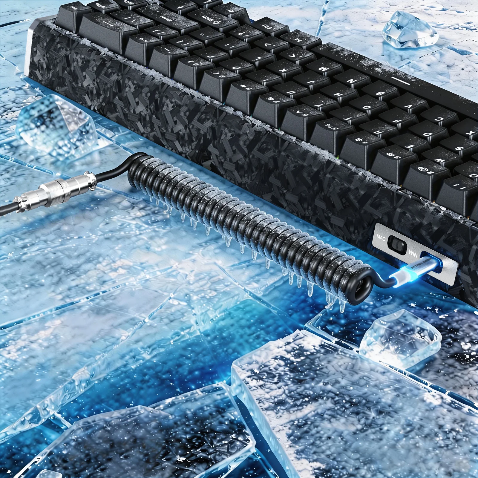 ATTACK SHARK R68 HE Carbon Fiber Wired Rapid Trigger Magnetic Switch Keyboard With C01 Ultra RGB Coiled Cable