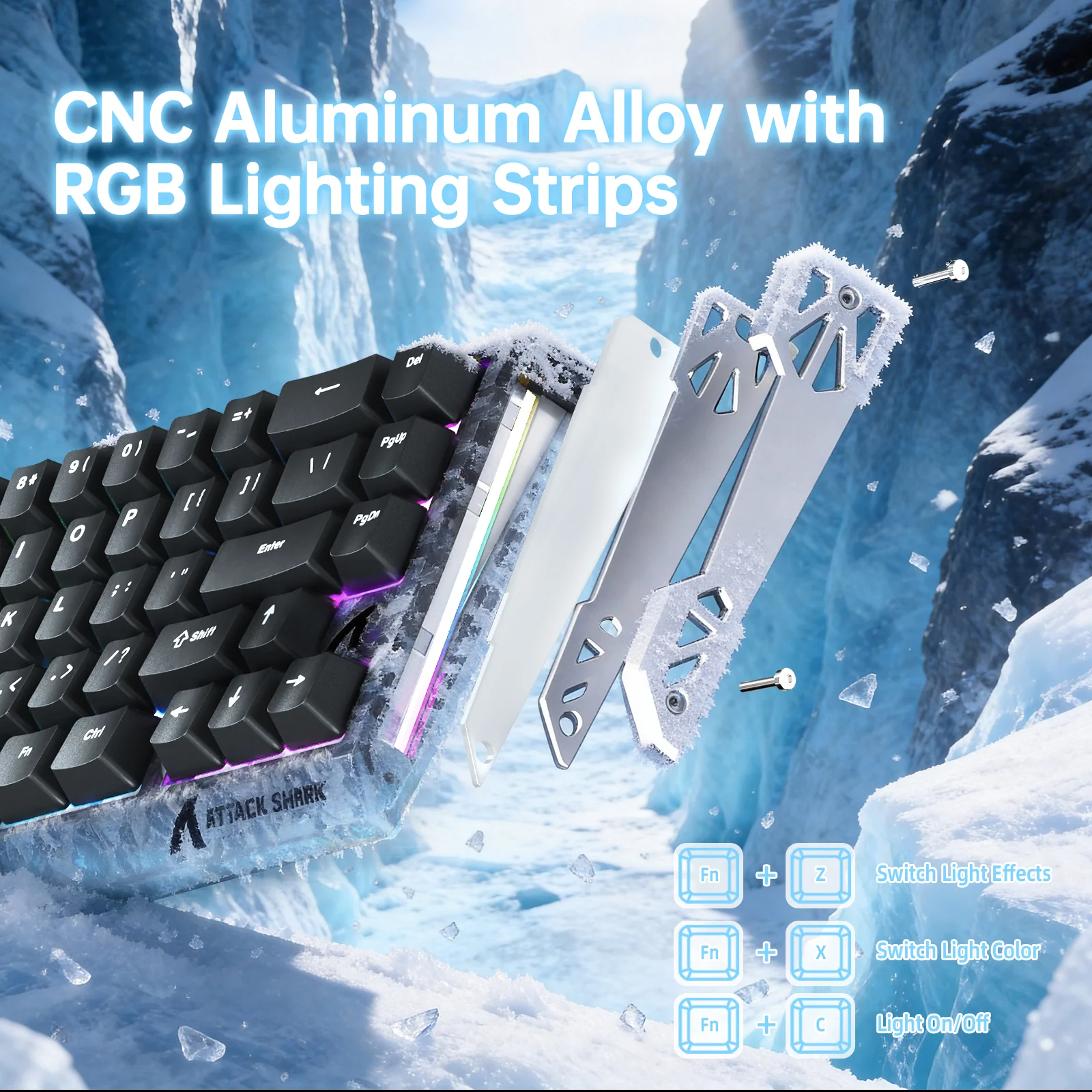 ATTACK SHARK R68 HE Carbon Fiber Wired Rapid Trigger Magnetic Switch Keyboard With C01 Ultra RGB Coiled Cable
