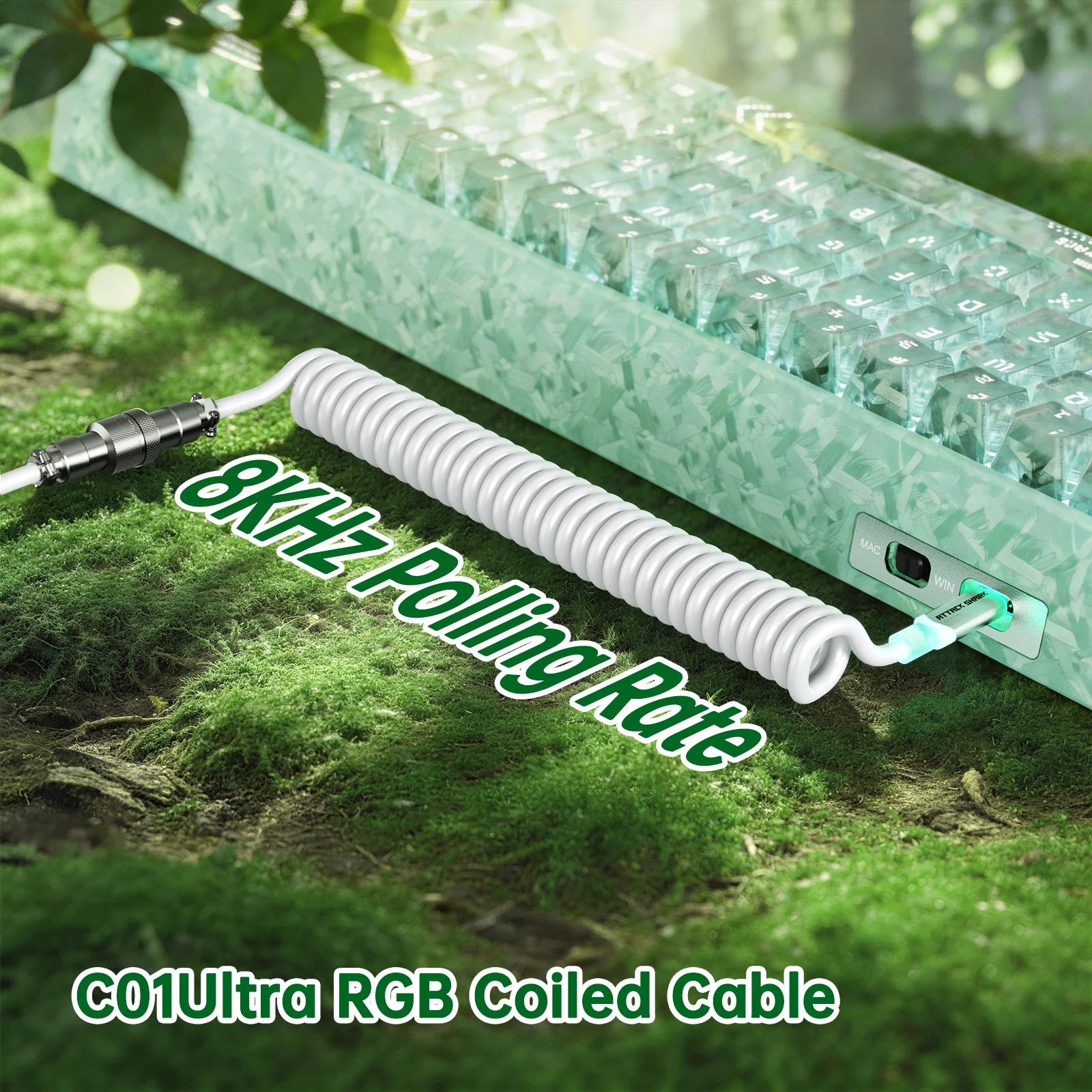 ATTACK SHARK R68 HE Carbon Fiber Wired Rapid Trigger Magnetic Switch Keyboard With C01 Ultra RGB Coiled Cable