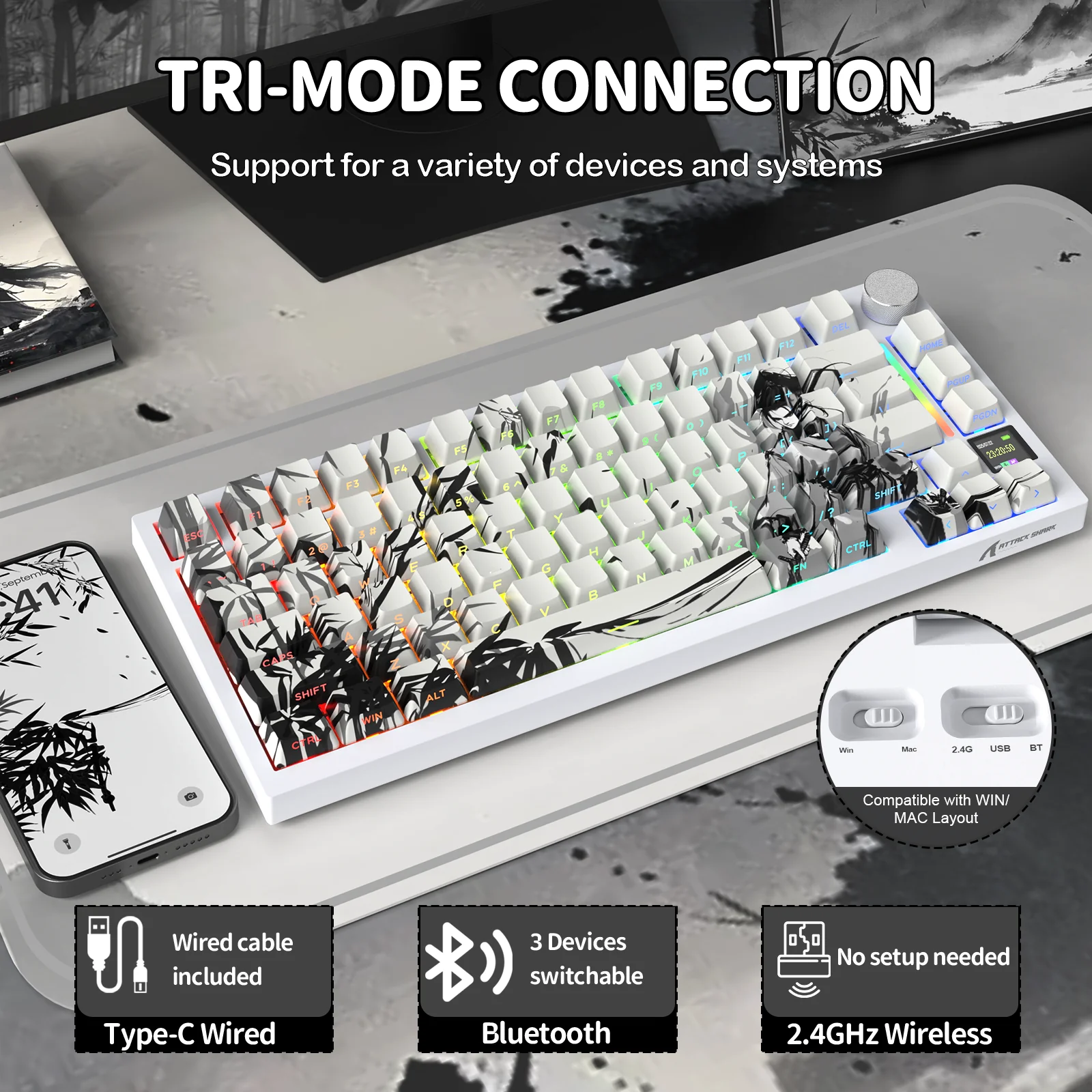ATTACK SHARK X820Ultra Tri-mode Gasket Mechanical Keyboard