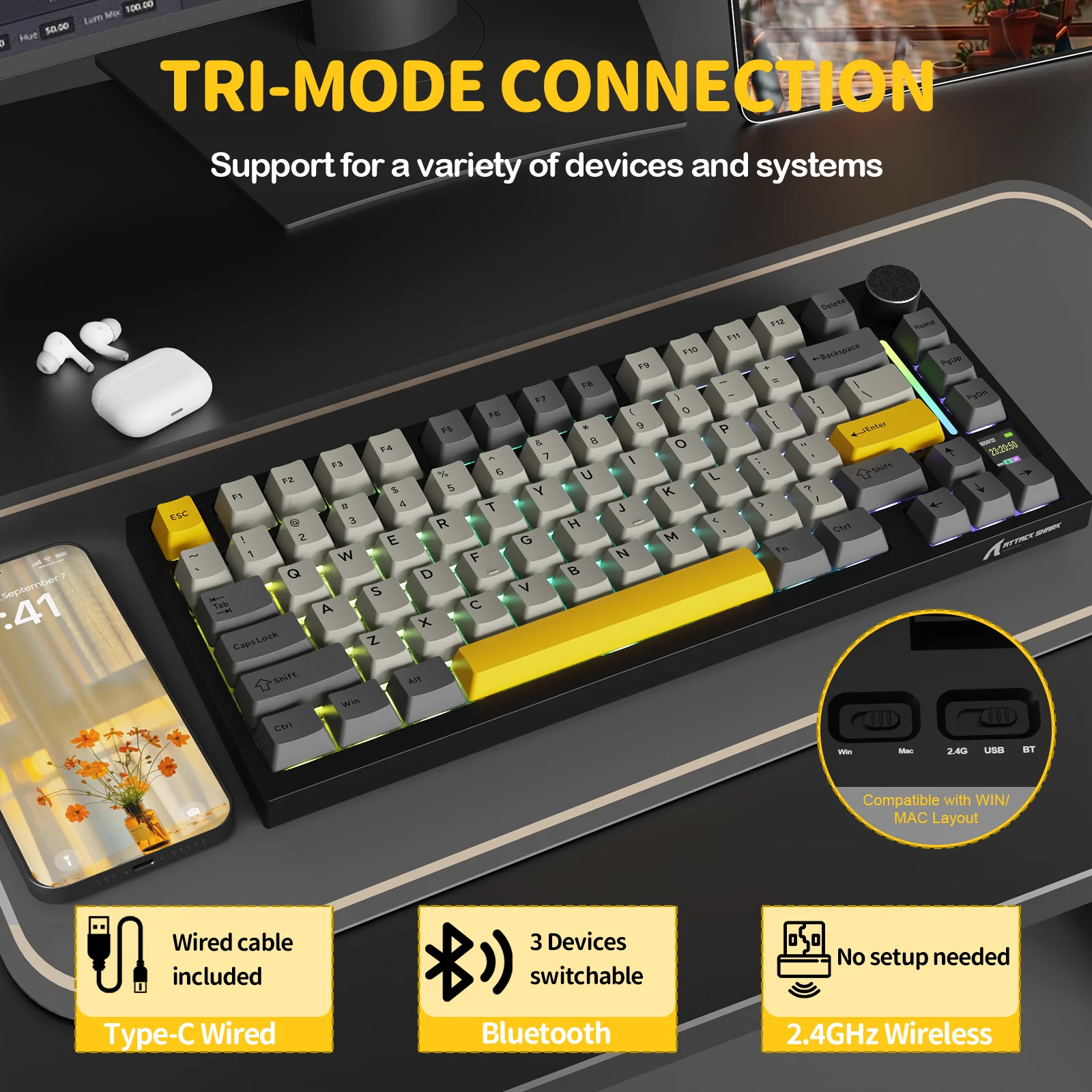 ATTACK SHARK X820Ultra Tri-mode Gasket Mechanical Keyboard