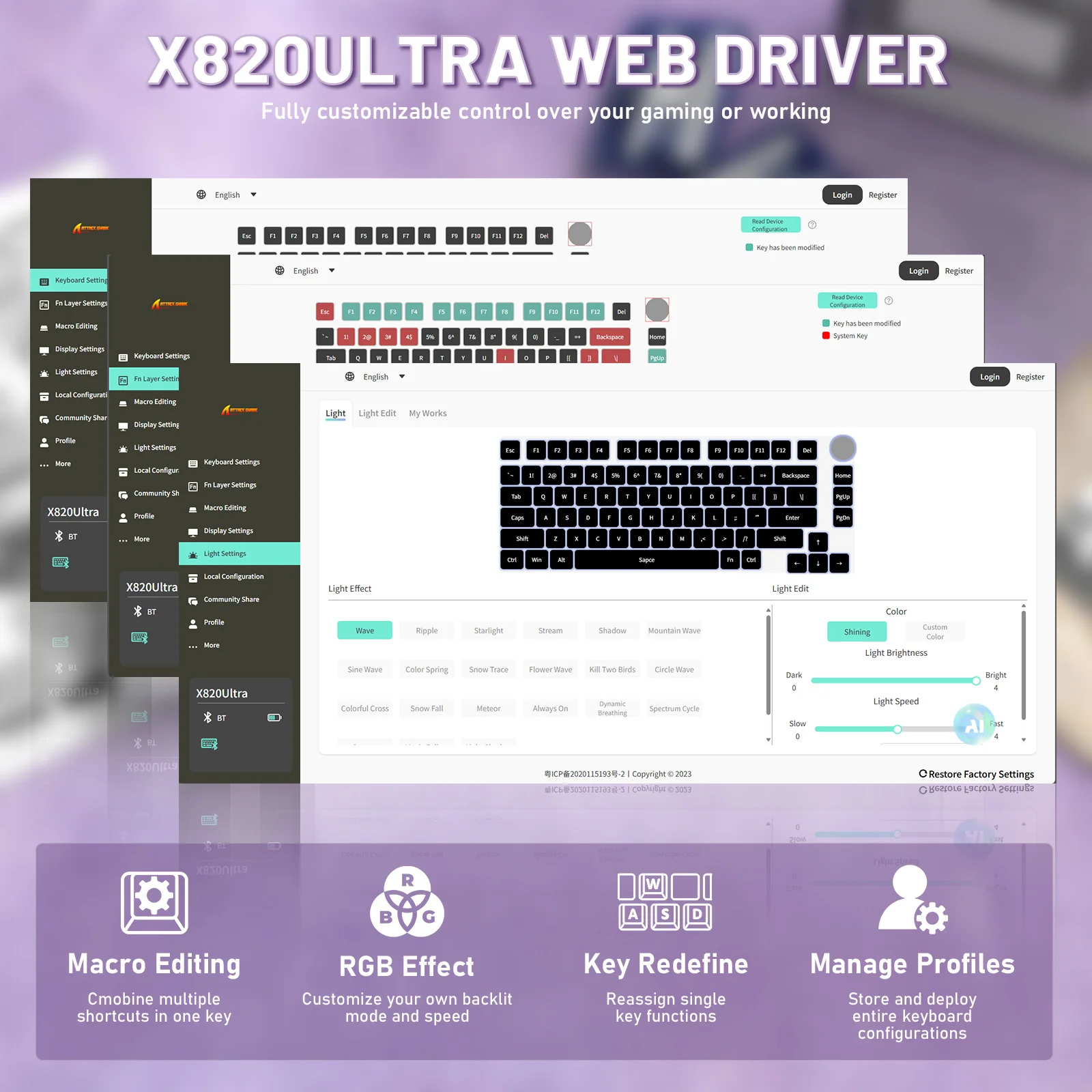 ATTACK SHARK X820ULTRA Mechanical Keyboard with C01ULTRA Coiled Cable