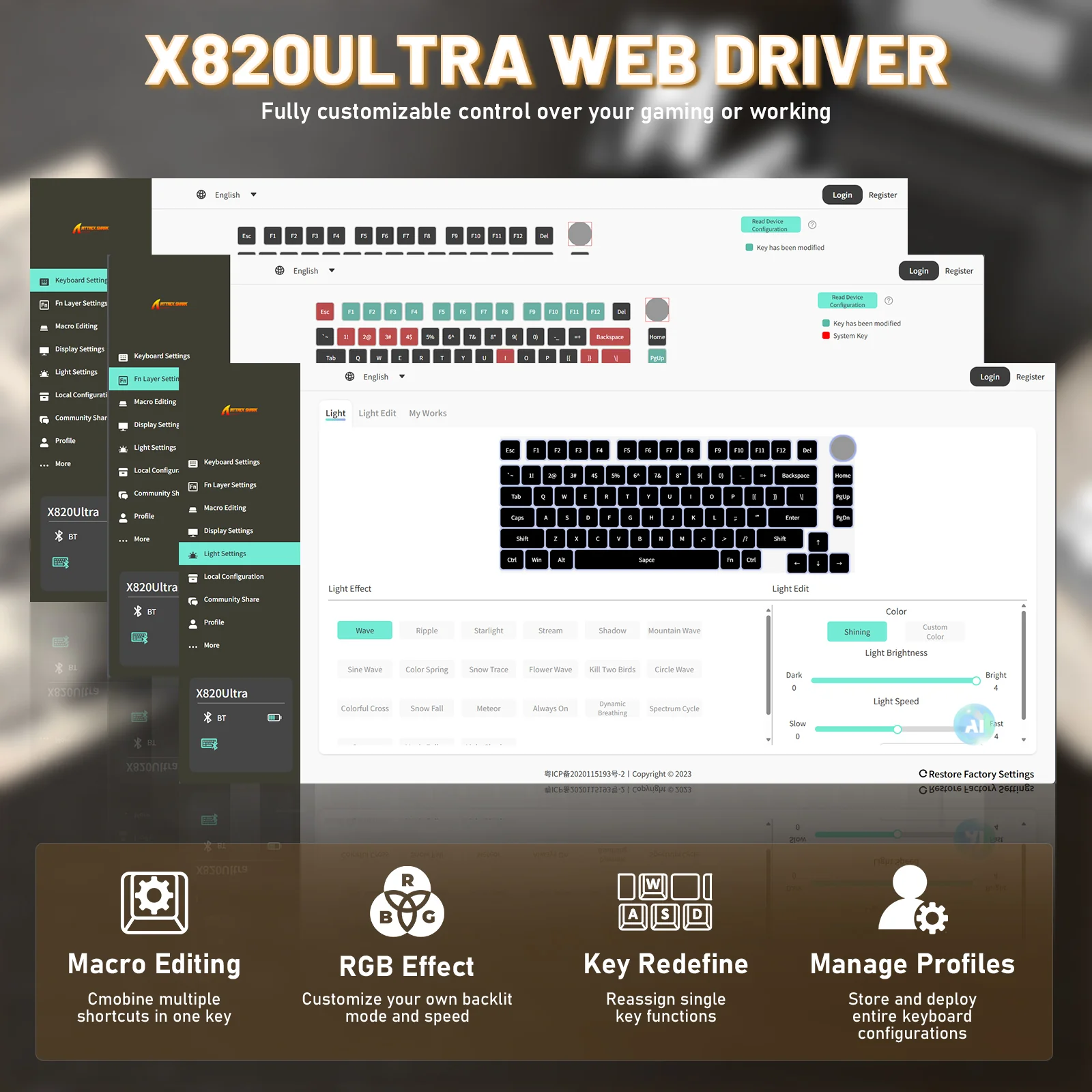 ATTACK SHARK X820ULTRA Mechanical Keyboard with C01ULTRA Coiled Cable