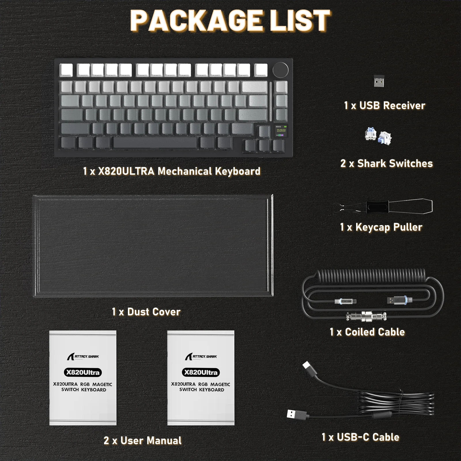 ATTACK SHARK X820ULTRA Mechanical Keyboard with C01ULTRA Coiled Cable