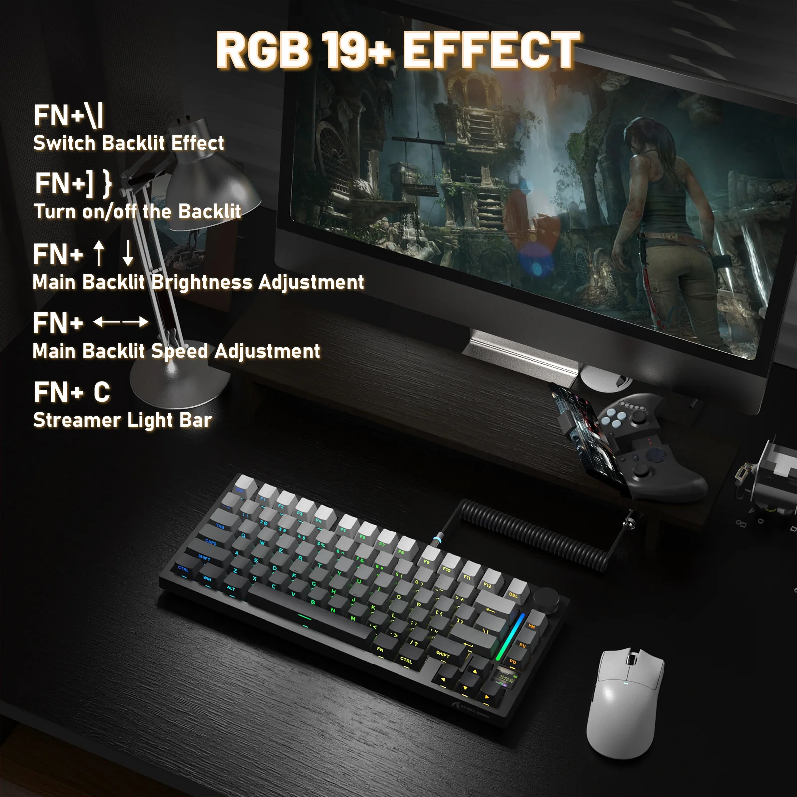 ATTACK SHARK X820ULTRA Mechanical Keyboard with C01ULTRA Coiled Cable