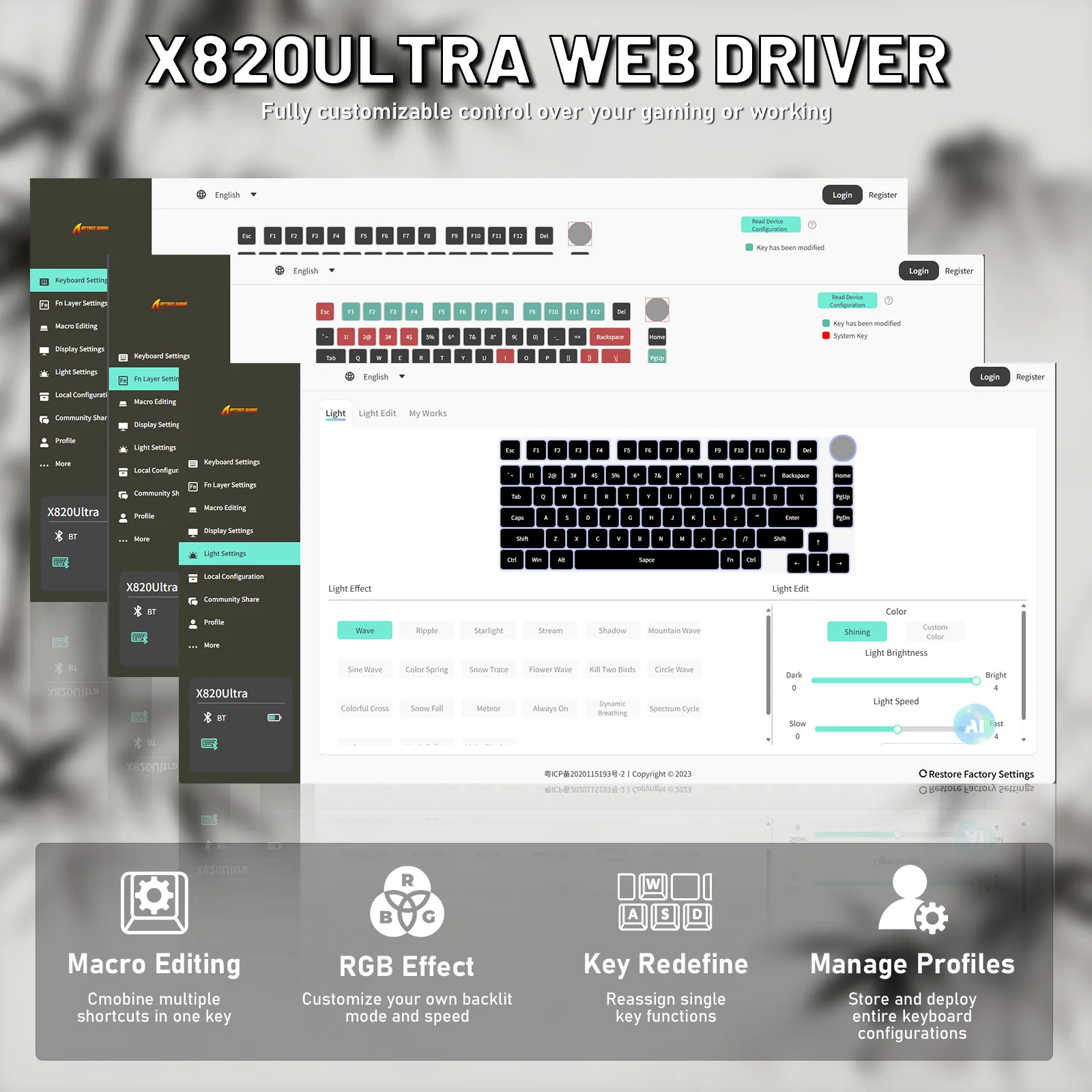 ATTACK SHARK X820ULTRA Mechanical Keyboard with C01ULTRA Coiled Cable