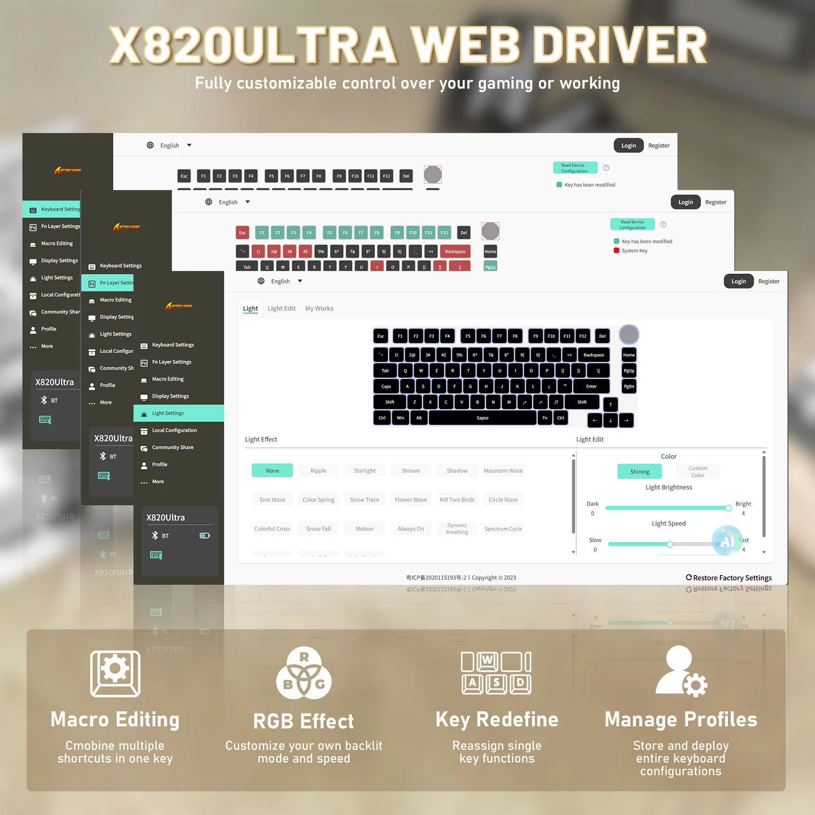 ATTACK SHARK X820ULTRA Mechanical Keyboard with C01ULTRA Coiled Cable