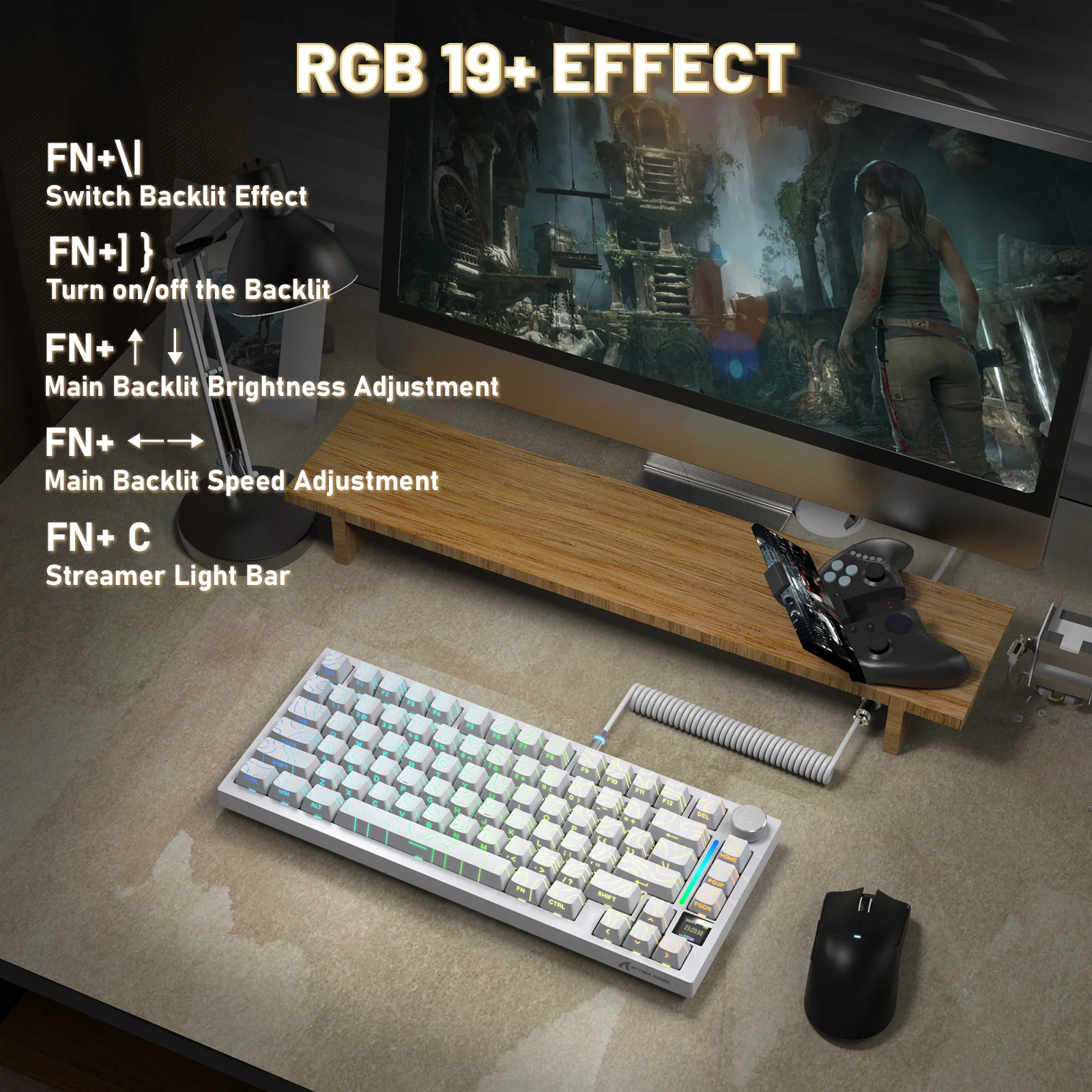 ATTACK SHARK X820ULTRA Mechanical Keyboard with C01ULTRA Coiled Cable