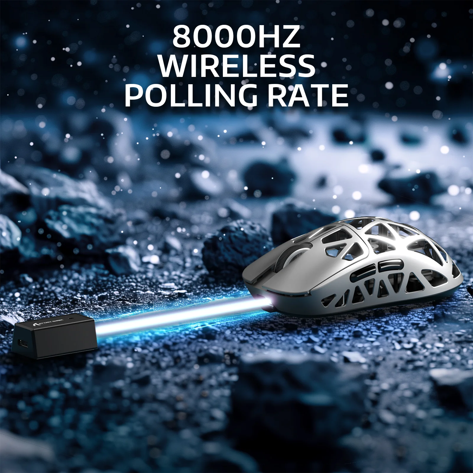 ATTACK SHARK R2 Magnesium Alloy PAW3950 Gaming Mouse 8K with Mouse Coiled Cable (Not Include the Charging Dock)