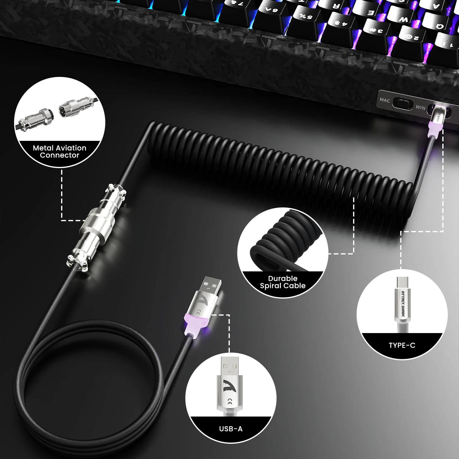 ATTACK SHARK R68 HE & X11 ULTRA Carbon Fiber Gaming Bundle With C01 ULTRA Coiled Cable