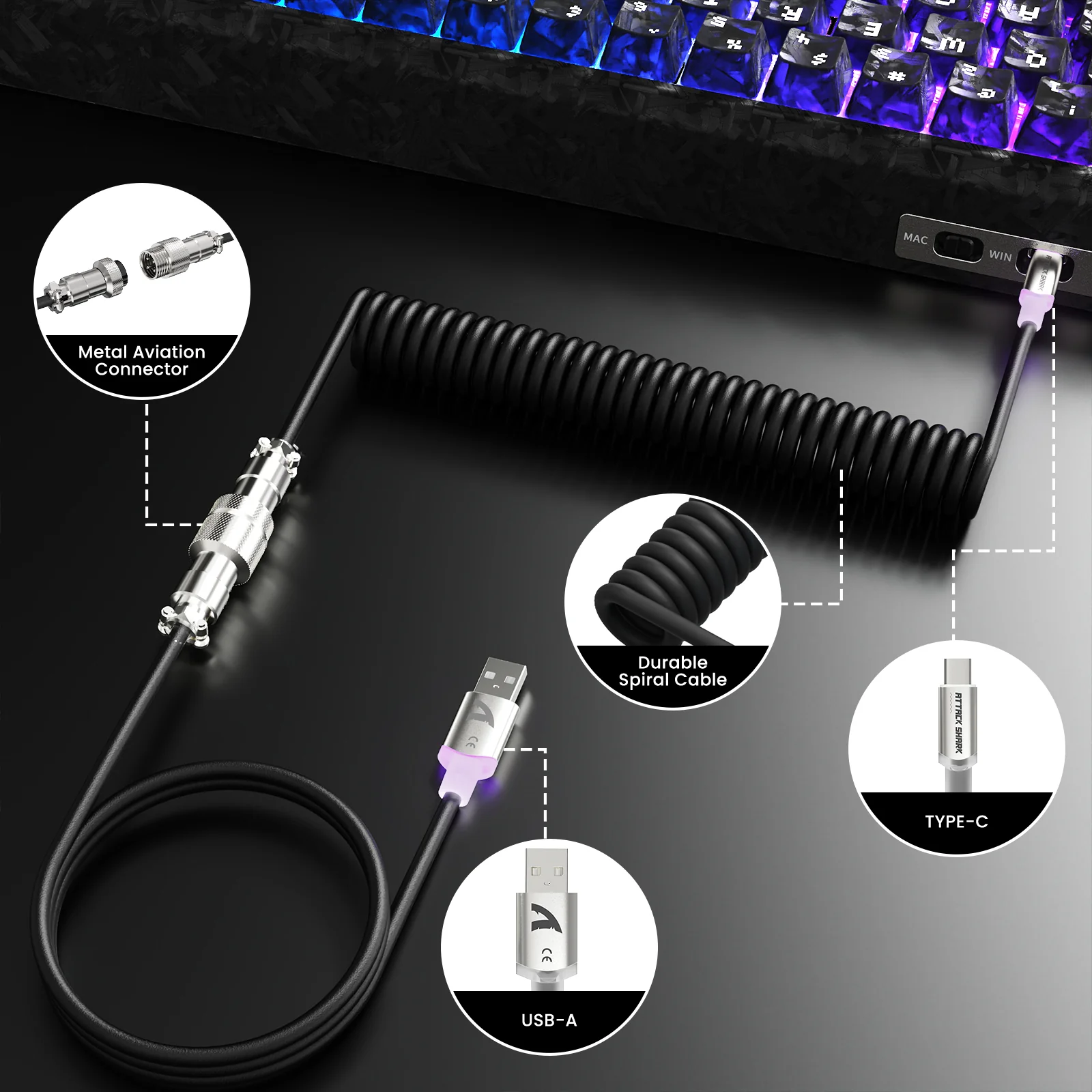 ATTACK SHARK R68 HE & X11 ULTRA Carbon Fiber Gaming Bundle With C01 ULTRA Coiled Cable