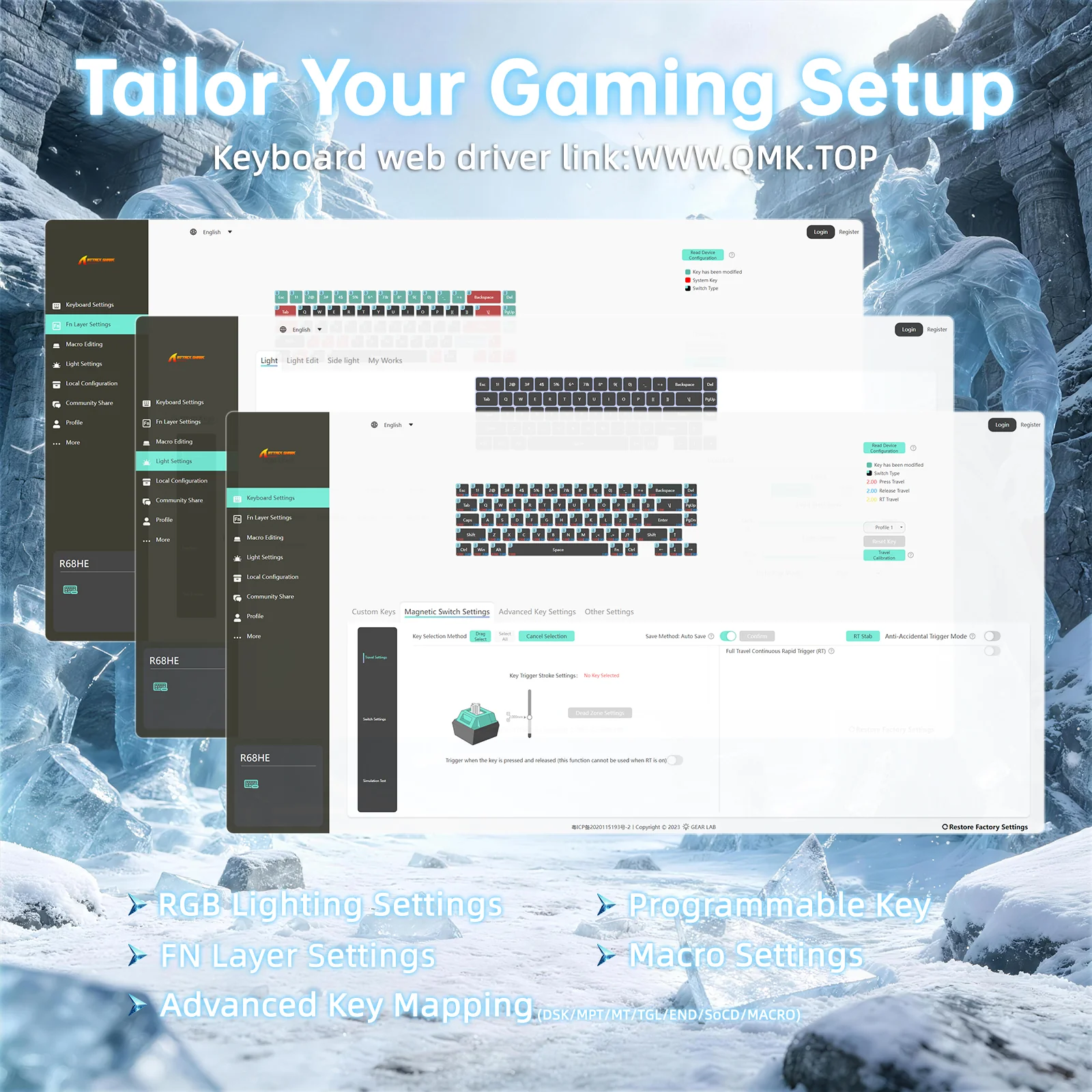 ATTACK SHARK R68 HE Carbon Fiber Wired Rapid Trigger Magnetic Switch Keyboard With C01 Ultra RGB Coiled Cable