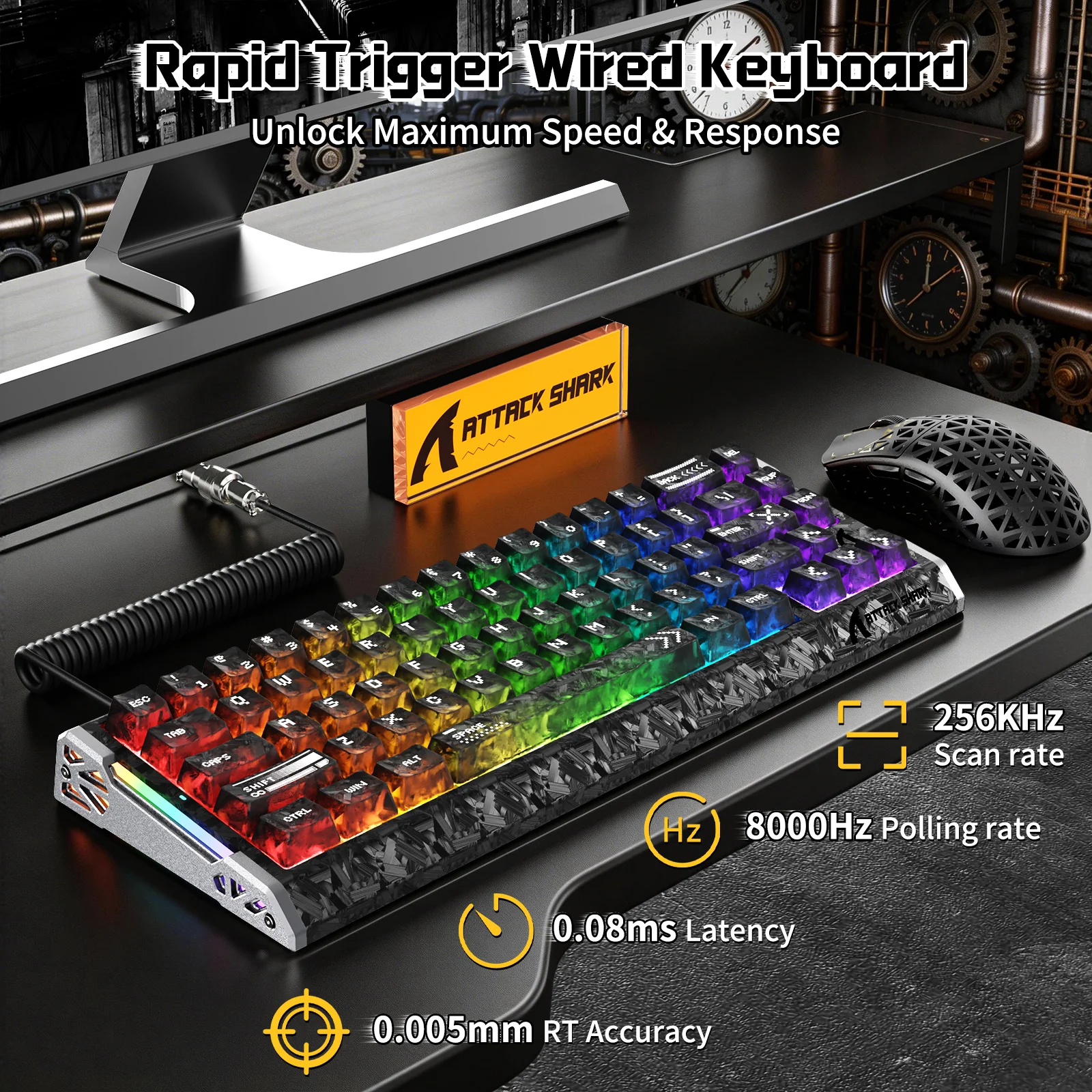 ATTACK SHARK R68 HE & R5 ULTRA Carbon Fiber Gaming Bundle With C01 ULTRA Coiled Cable