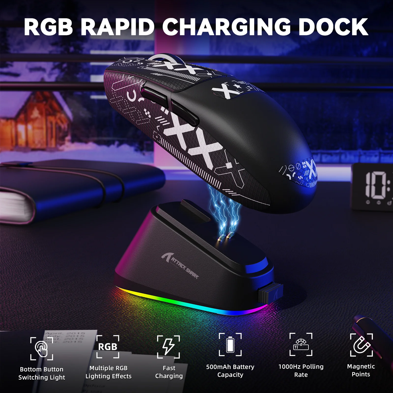 ATTACK SHARK G3 PRO Tri-mode Wireless Gaming Mouse with Charge Dock 25000 DPI Ultra Lightweight