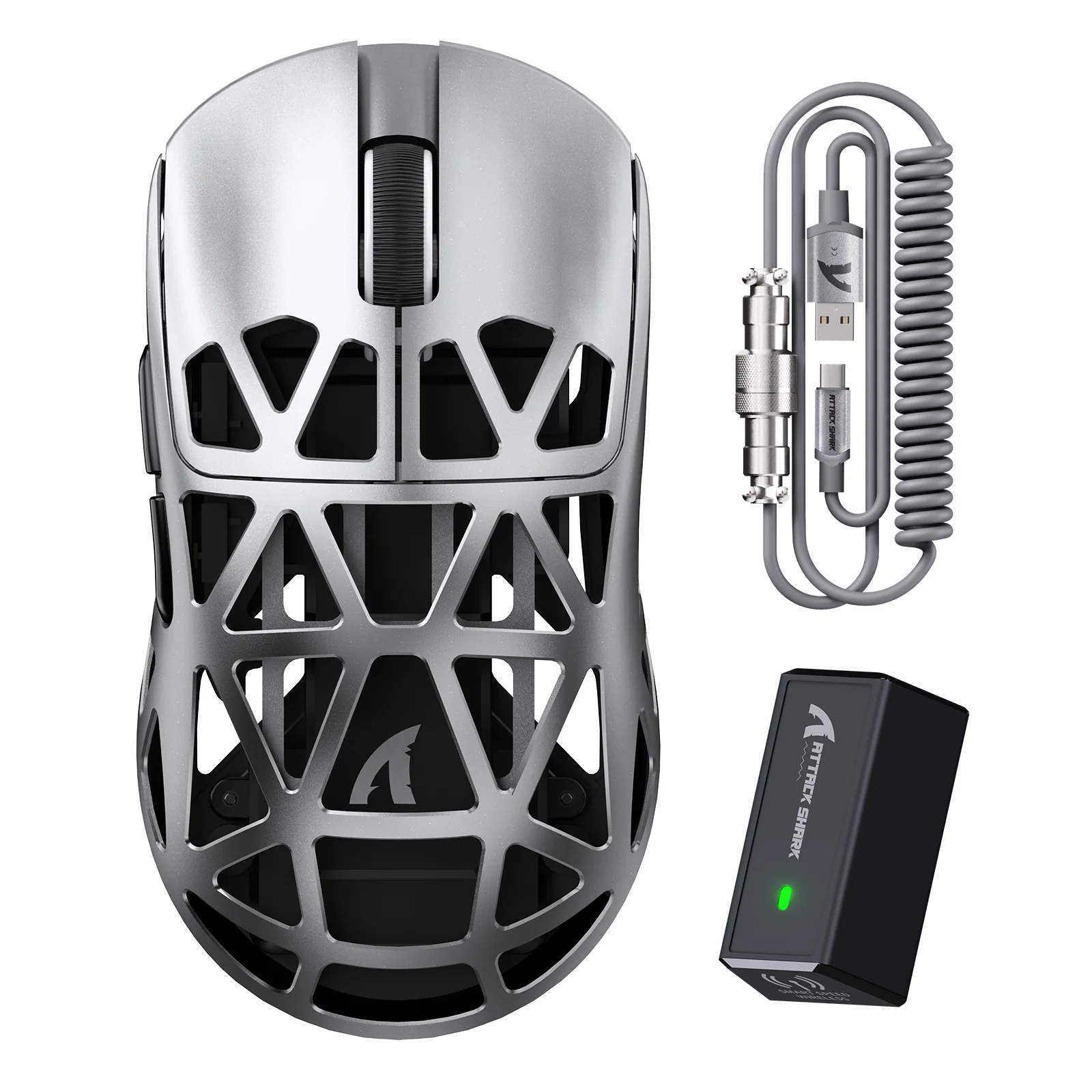 ATTACK SHARK R2 Magnesium Alloy PAW3950 Gaming Mouse 8K with Mouse Coiled Cable (Not Include the Charging Dock)