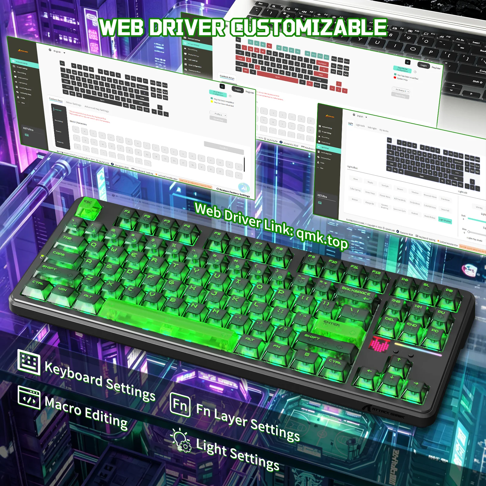 ATTACK SHARK X87 ULTRA Wireless Mechanical Keyboard With 8K Wireless Receiver