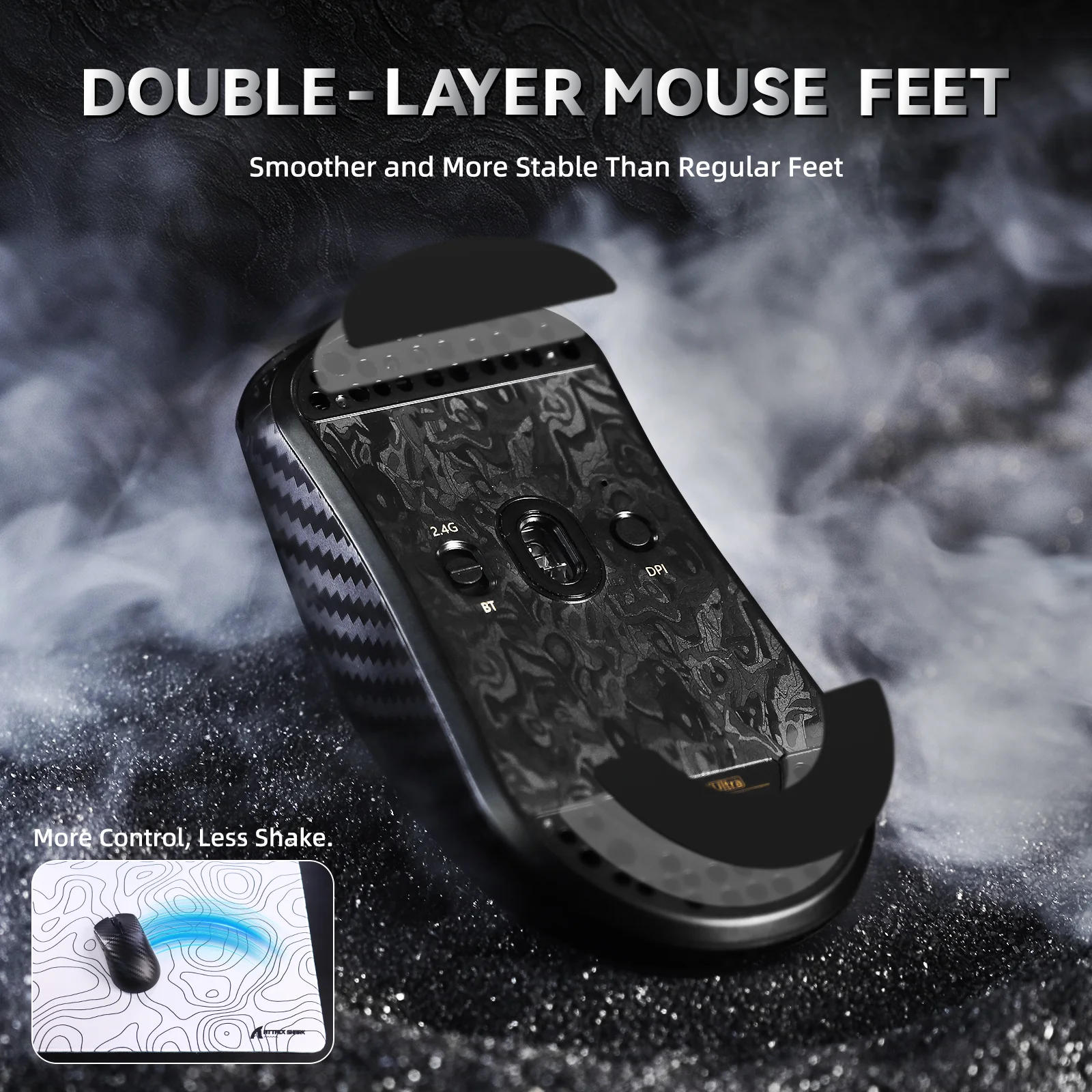 ATTACK SHARK R11 ULTRA Carbon Fiber Wireless 8K PAW3950MAX Gaming Mouse with C06 Ultra LED Cable