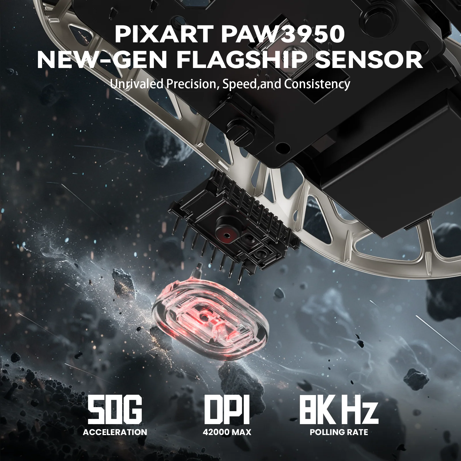 ATTACK SHARK R2 Magnesium Alloy PAW3950 Gaming Mouse 8K with Mouse Coiled Cable (Not Include the Charging Dock)