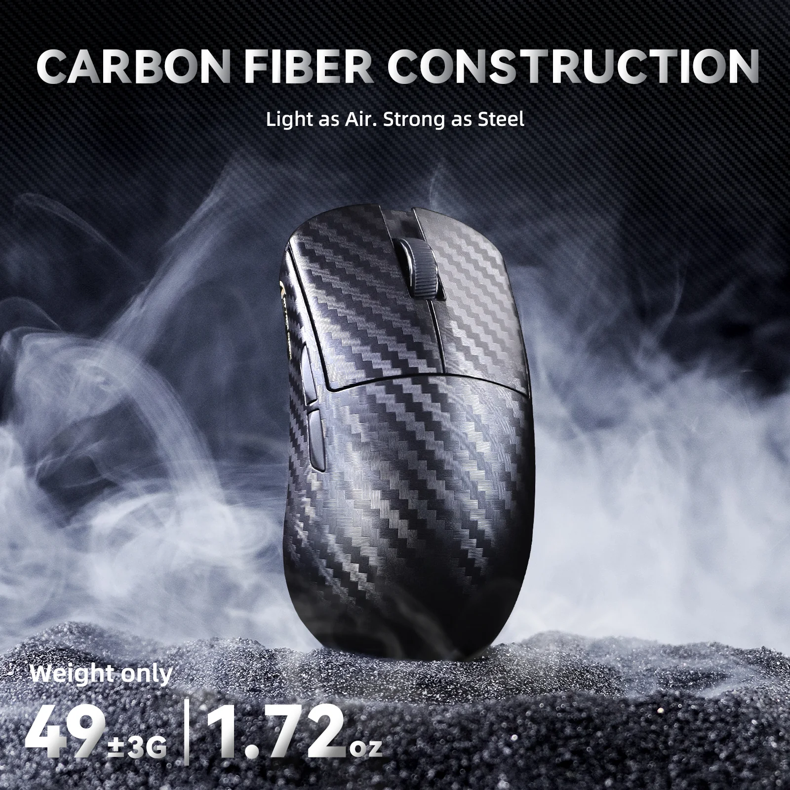 ATTACK SHARK R11 ULTRA Carbon Fiber Wireless 8K PAW3950MAX Gaming Mouse with C06 Ultra LED Cable