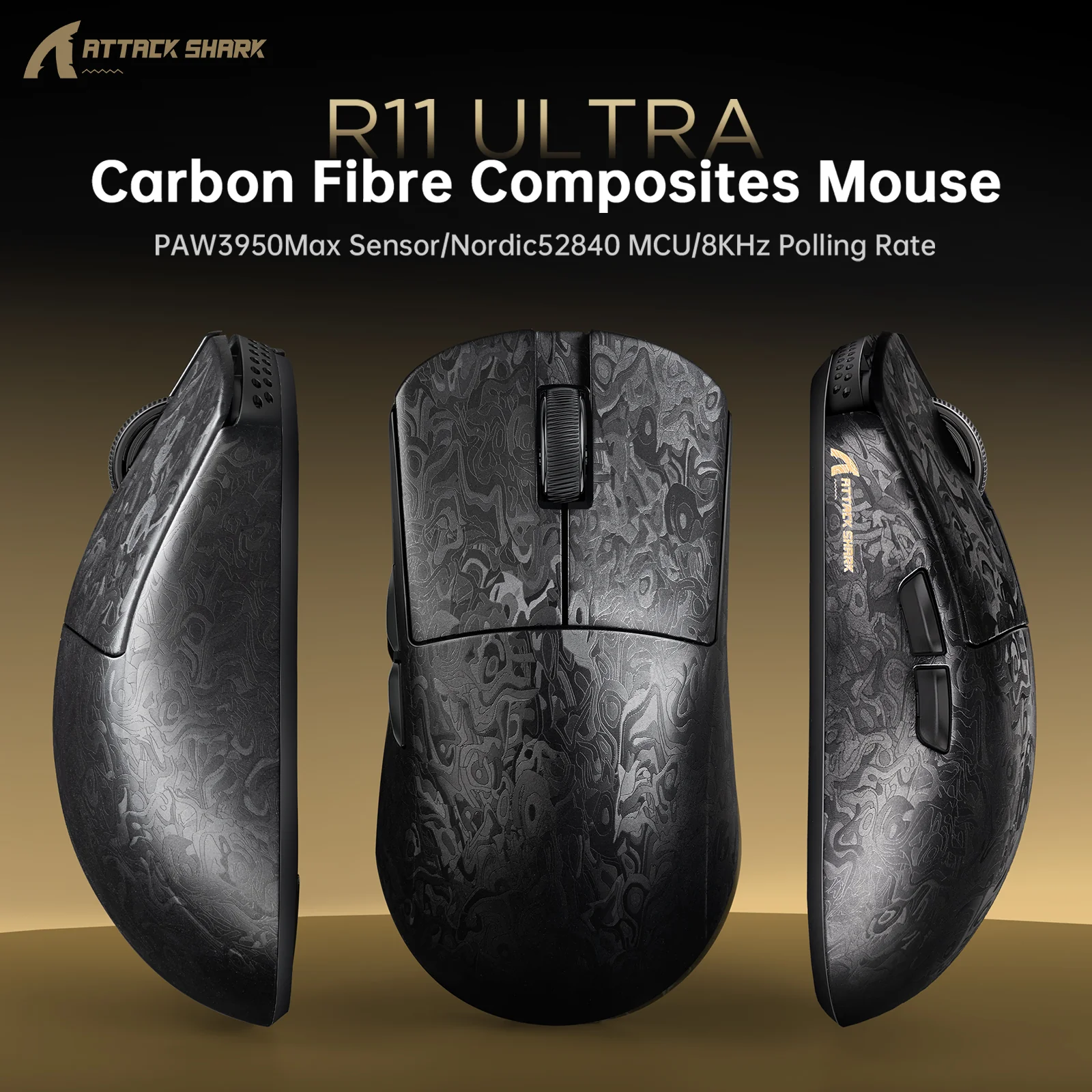 ATTACK SHARK R68 HE & R11 ULTRA Carbon Fiber Gaming Bundle With C01 ULTRA Coiled Cable
