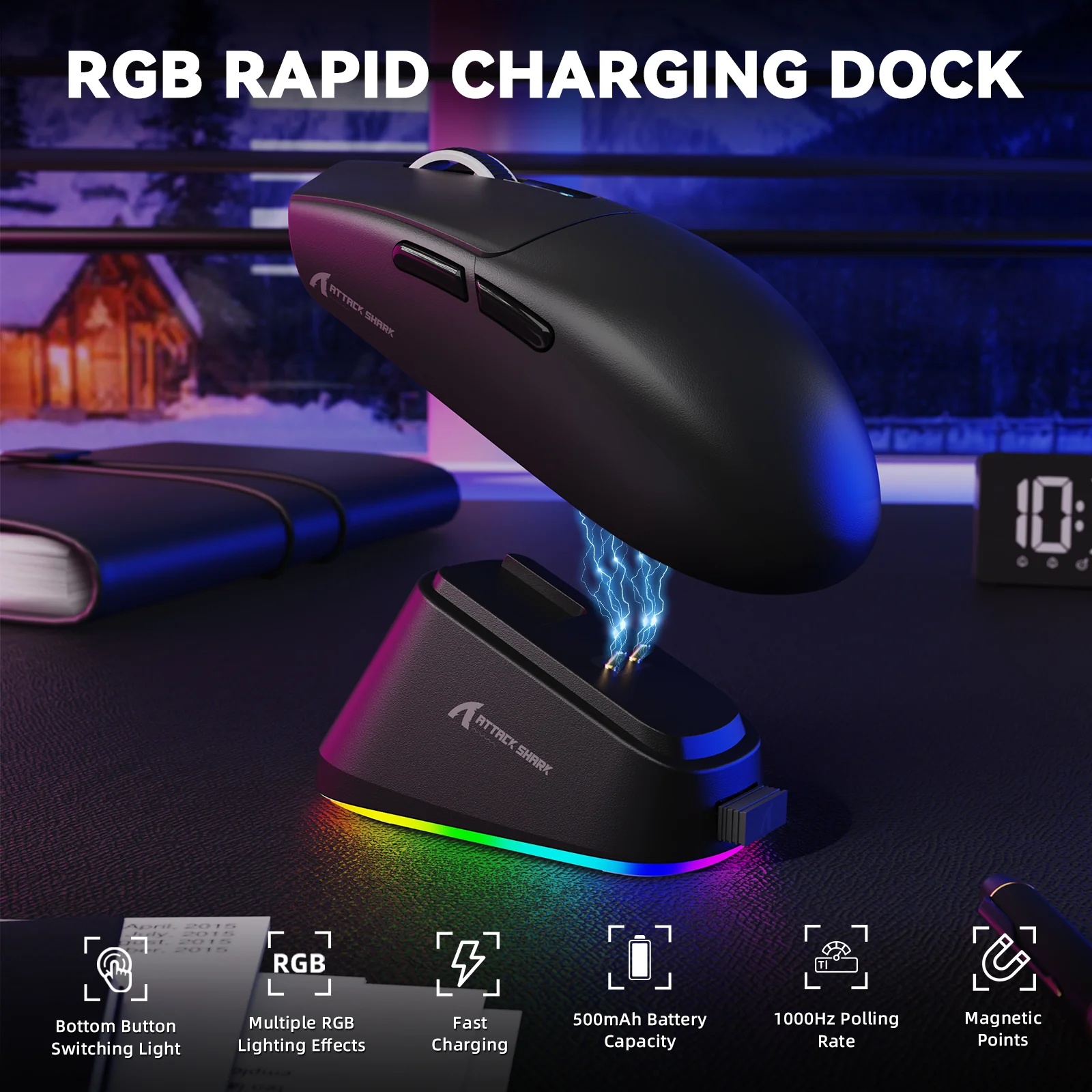 ATTACK SHARK G3 PRO Tri-mode Wireless Gaming Mouse with Charge Dock 25000 DPI Ultra Lightweight