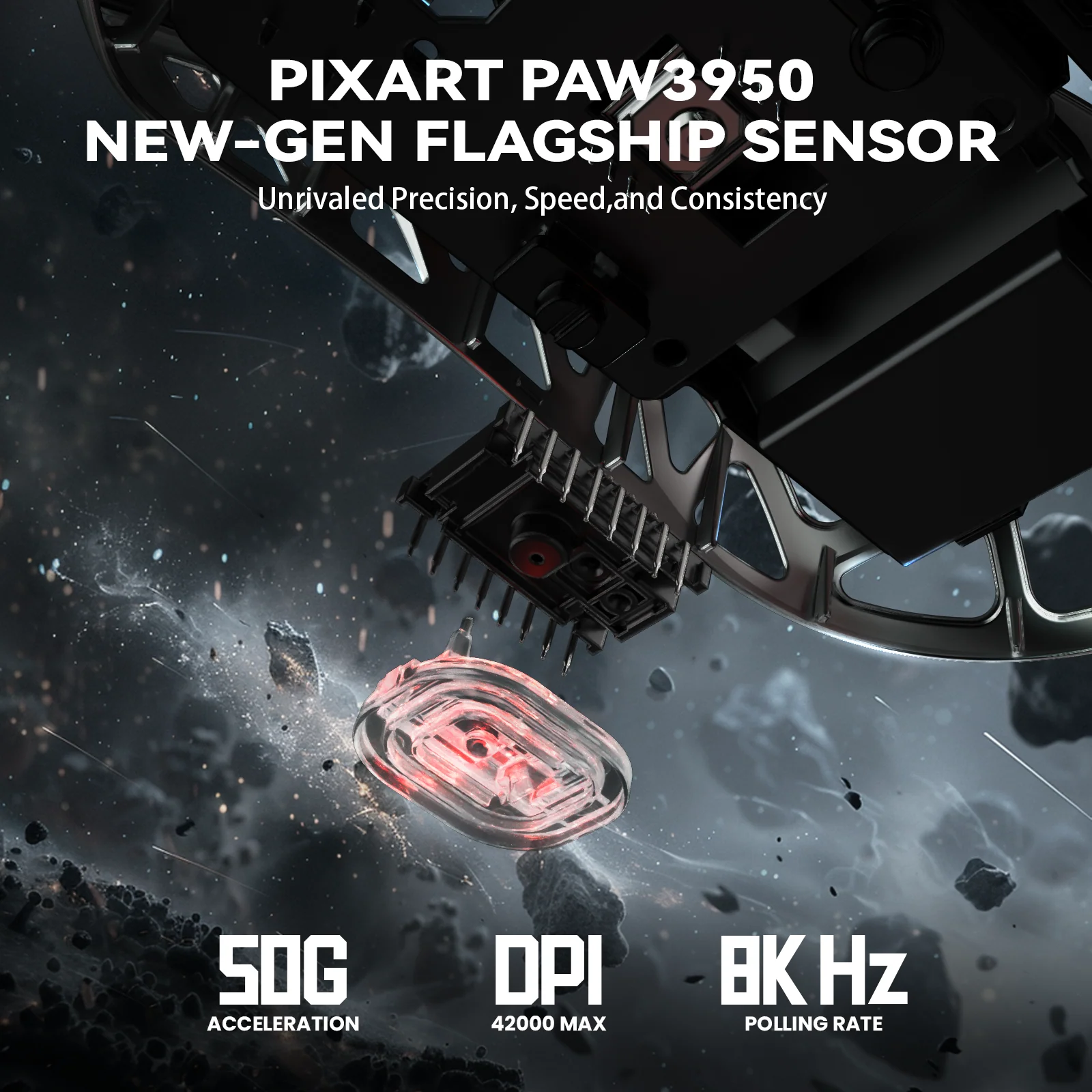 ATTACK SHARK R2 Magnesium Alloy PAW3950 Gaming Mouse 8K with Mouse Coiled Cable (Not Include the Charging Dock)