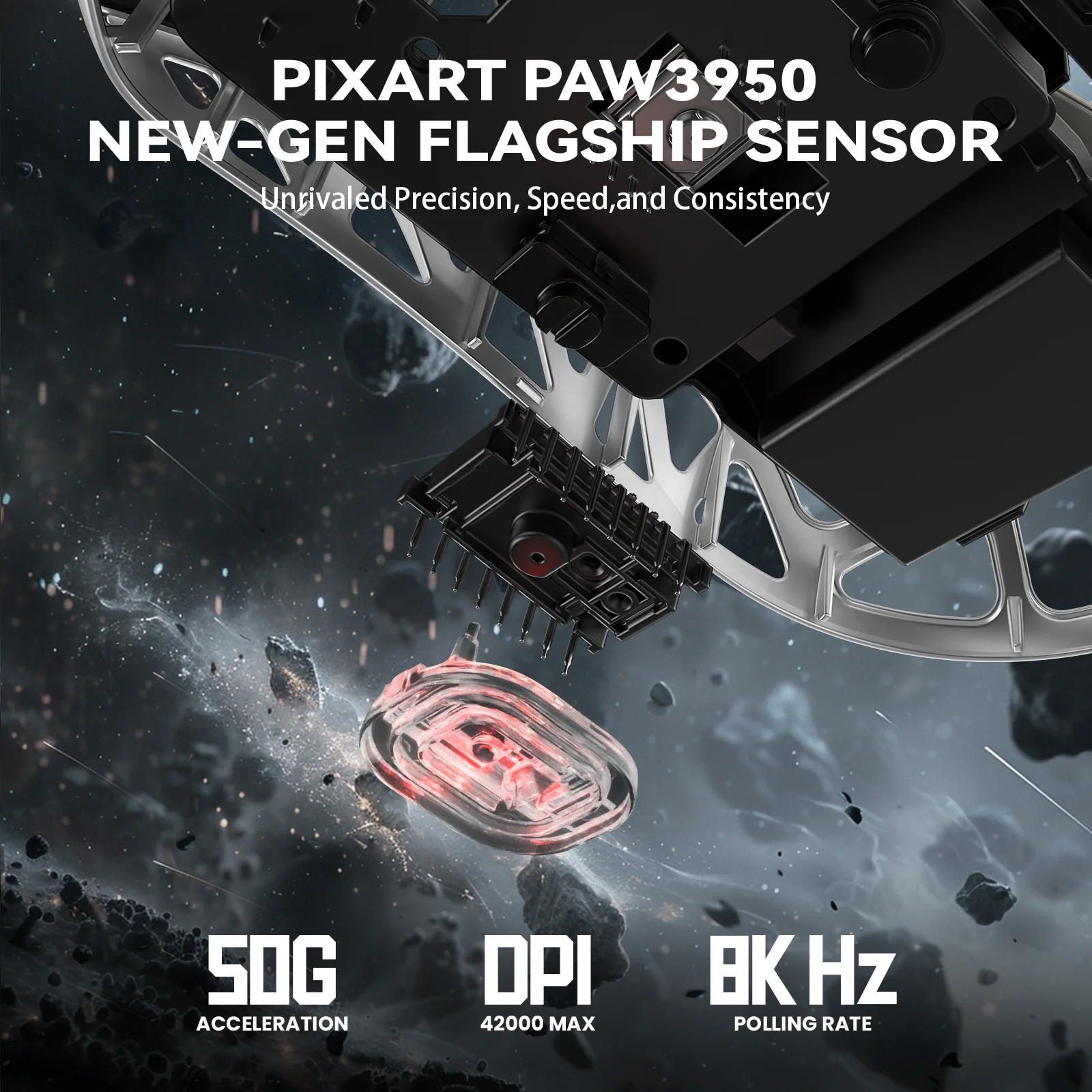 ATTACK SHARK R2 Magnesium Alloy PAW3950 Gaming Mouse 8K with Mouse Coiled Cable (Not Include the Charging Dock)