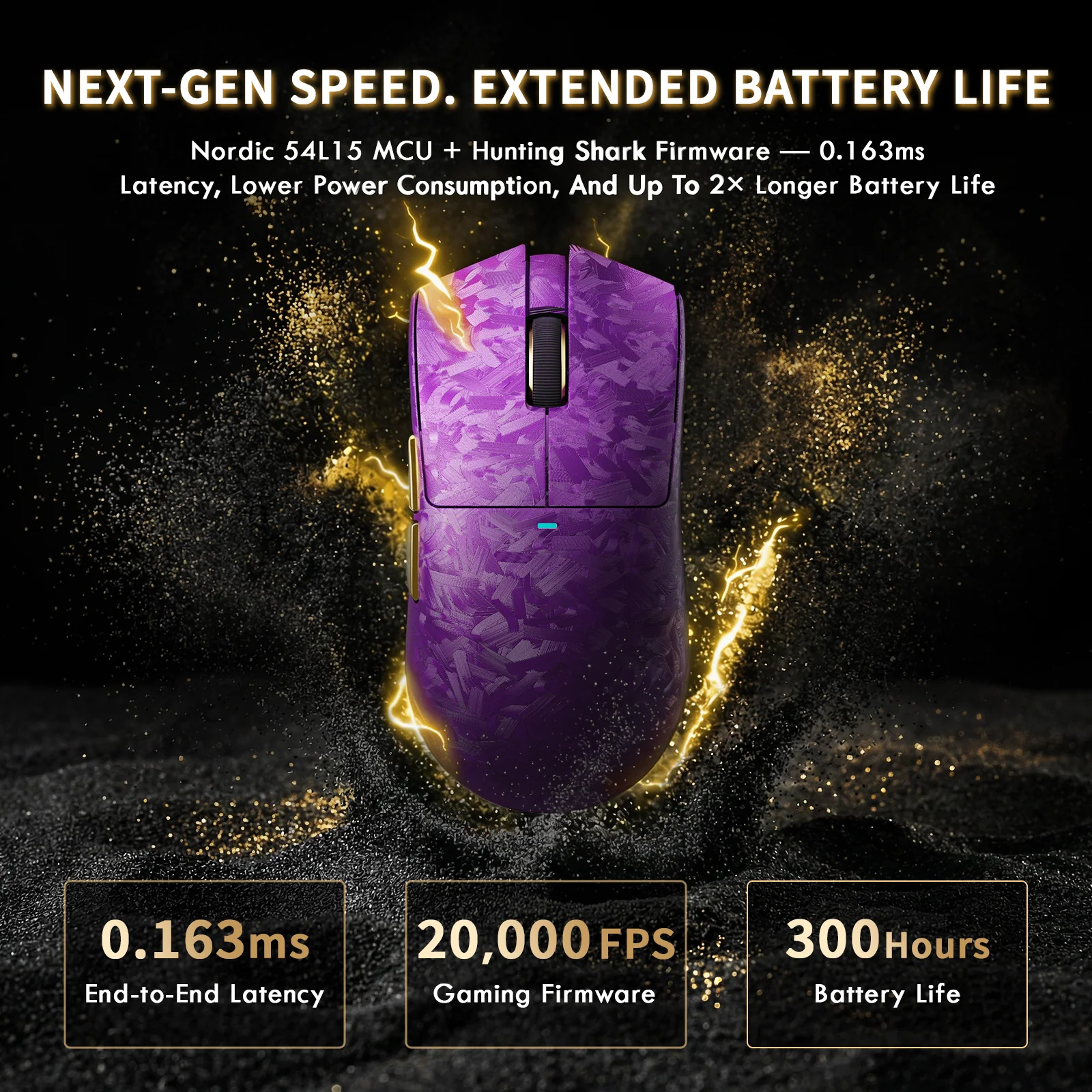 ATTACK SHARK X11 ULTRA Carbon Fiber Wireless Gaming Mouse With C06 Ultra LED Cable