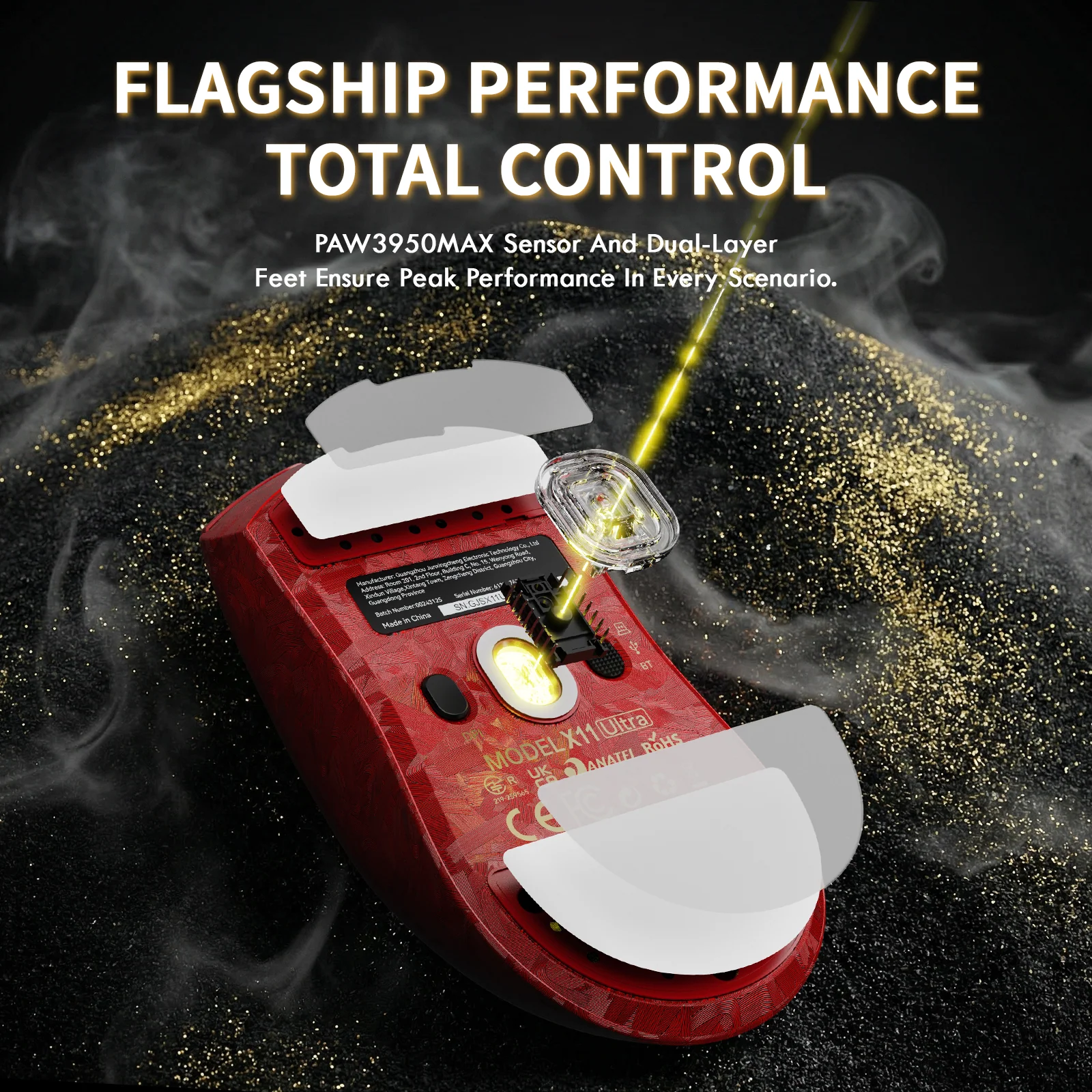 ATTACK SHARK X11 ULTRA Carbon Fiber Wireless Gaming Mouse With C06 Ultra LED Cable
