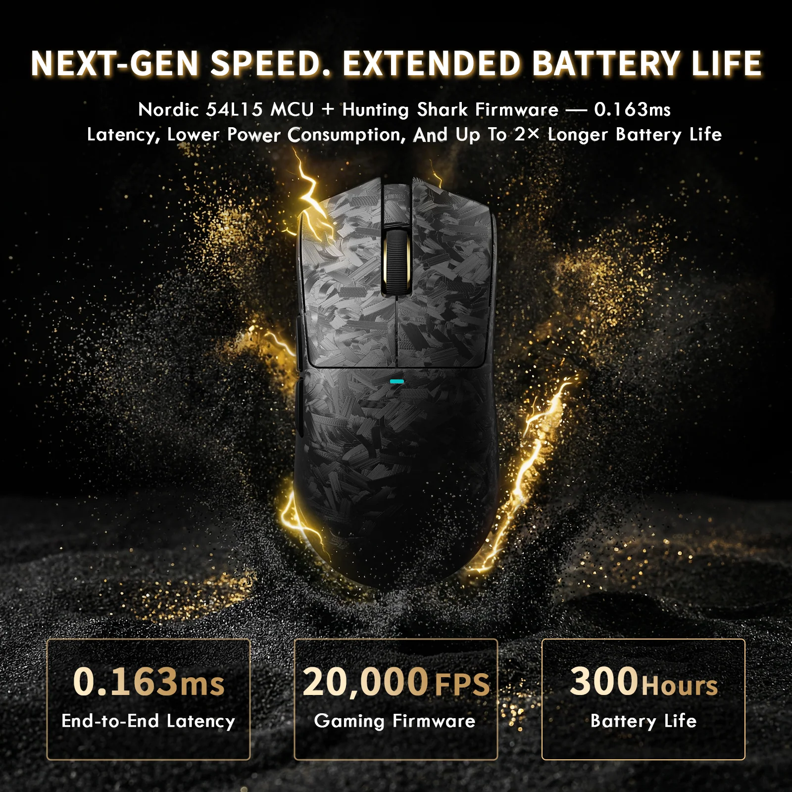 ATTACK SHARK X11 ULTRA Carbon Fiber Wireless Gaming Mouse With C06 Ultra LED Cable