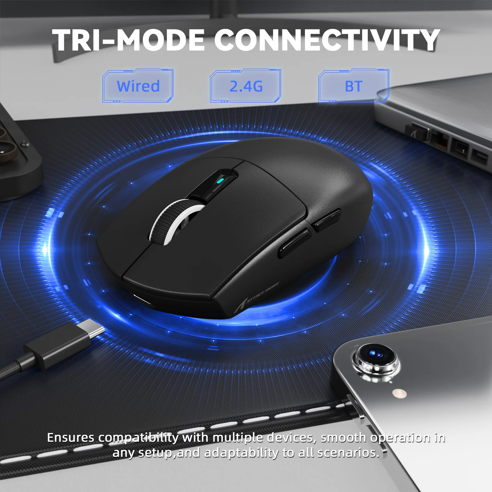 ATTACK SHARK G3 PRO Tri-mode Wireless Gaming Mouse with Charge Dock 25000 DPI Ultra Lightweight
