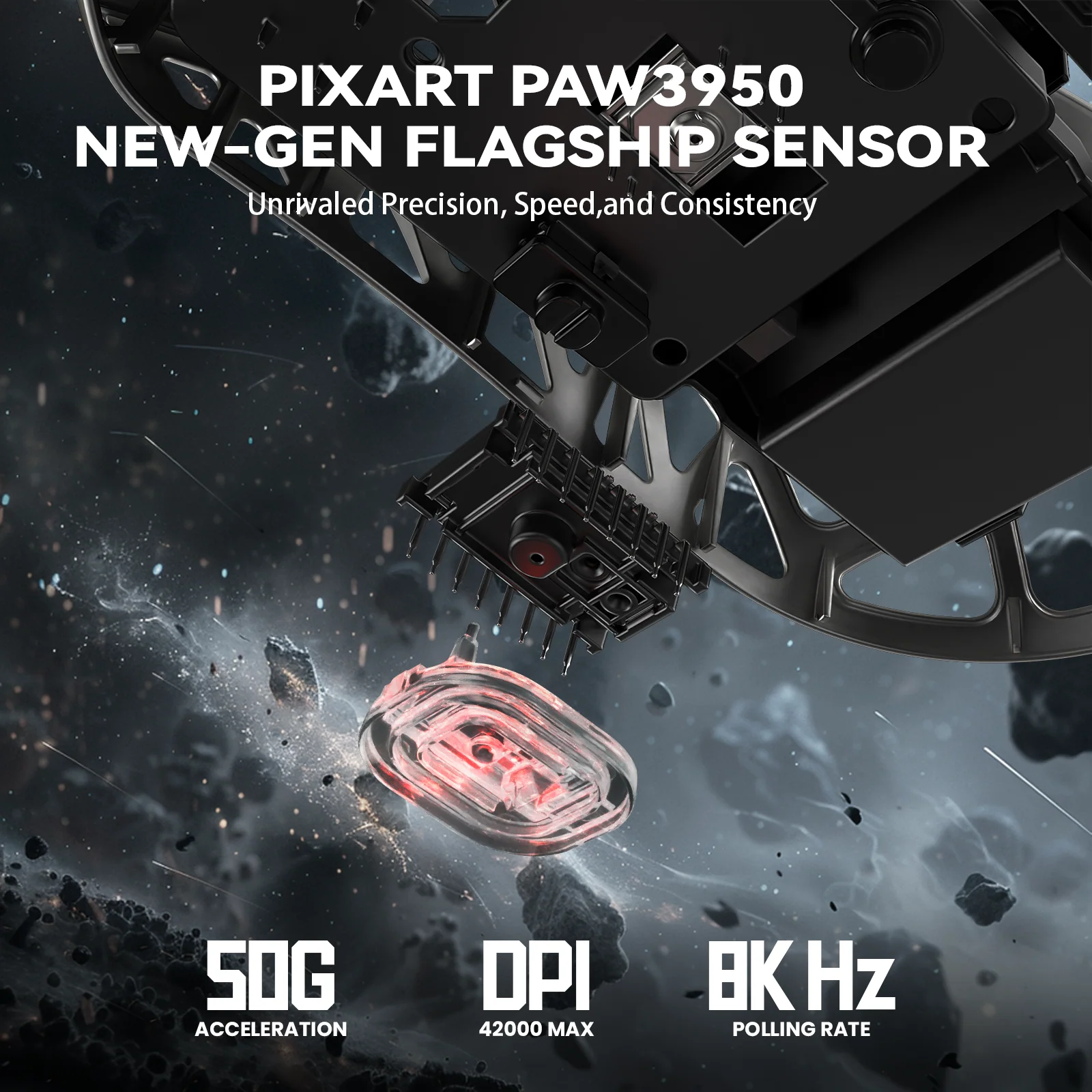 ATTACK SHARK R2 Magnesium Alloy PAW3950 Gaming Mouse 8K with Mouse Coiled Cable (Not Include the Charging Dock)