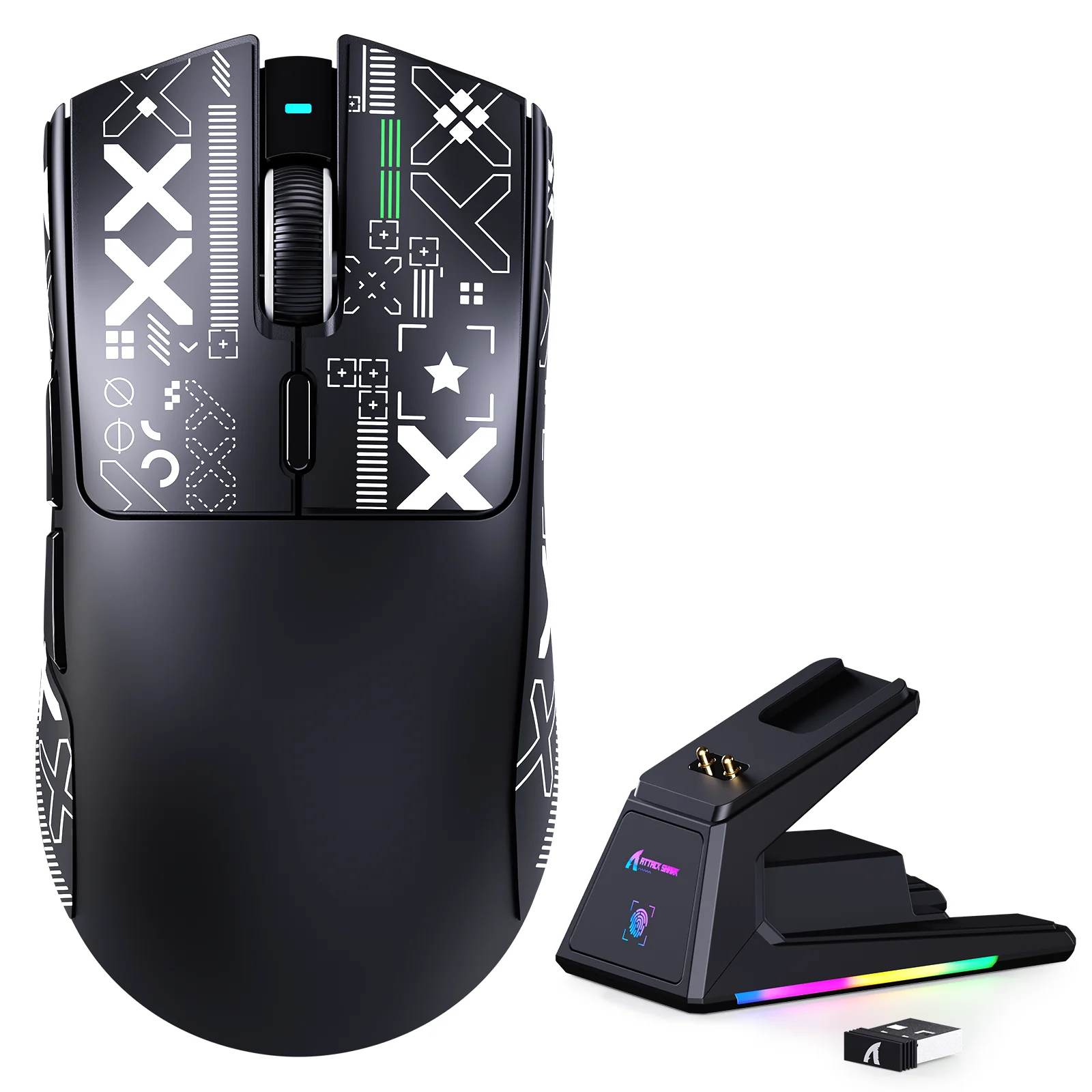 ATTACK SHARK X1 Tri-mode Gaming Mouse With Touchpad RGB Charging Dock PAW3395PRO Sensor