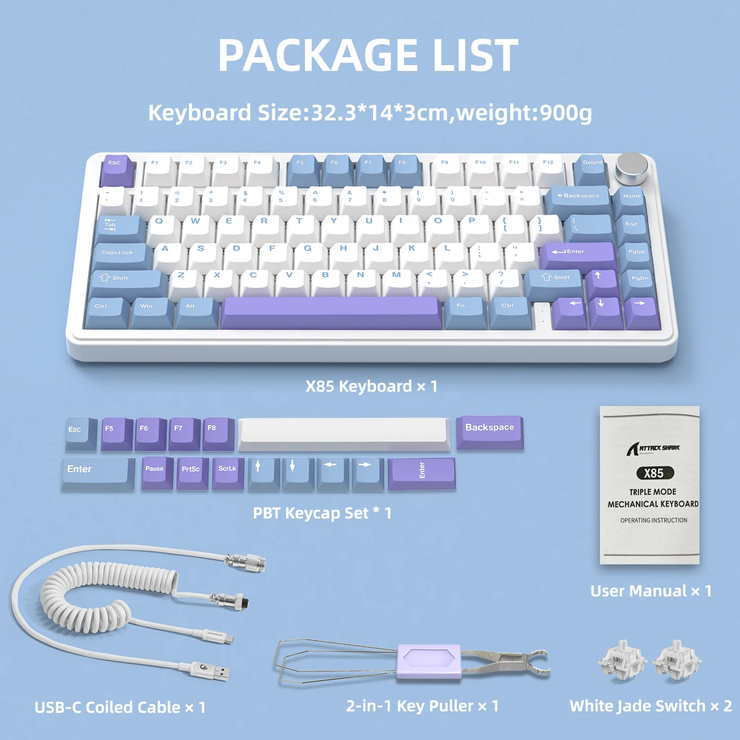 ATTACK SHARK X85 Wireless Mechanical Keyboard