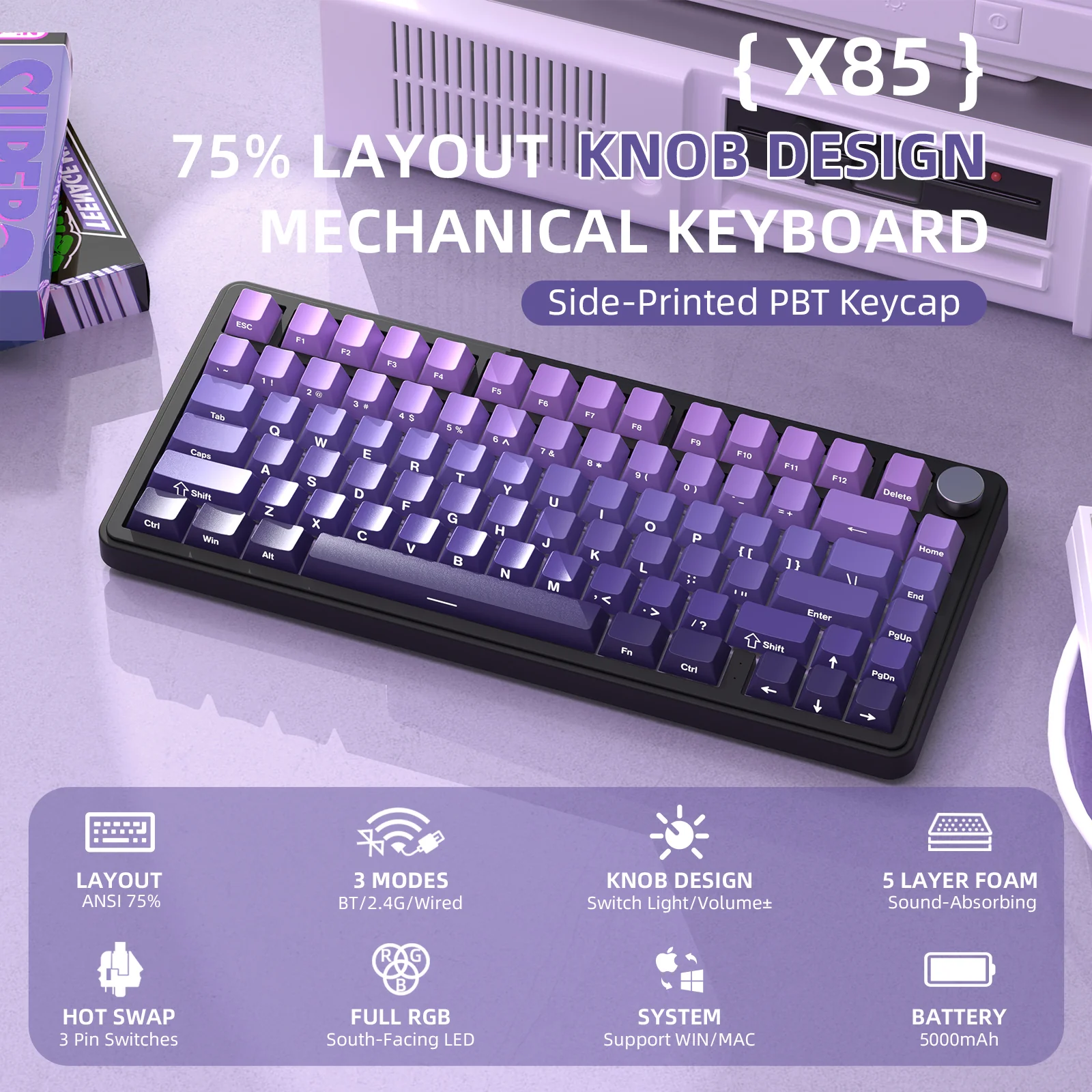 ATTACK SHARK X85 Wireless Mechanical Keyboard