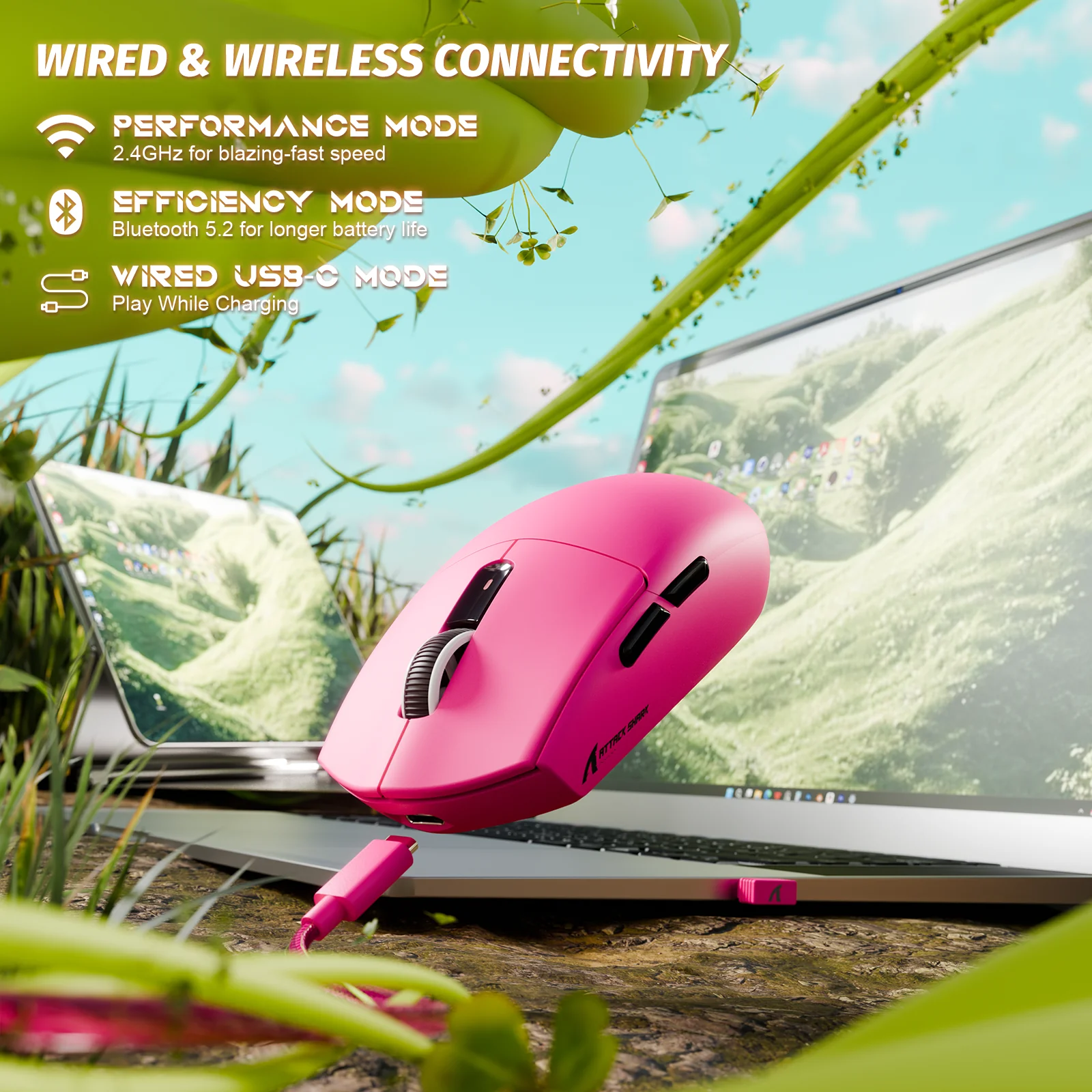 ATTACK SHARK G3 Tri-mode Wireless Gaming Mouse 25000 DPI Ultra Lightweight