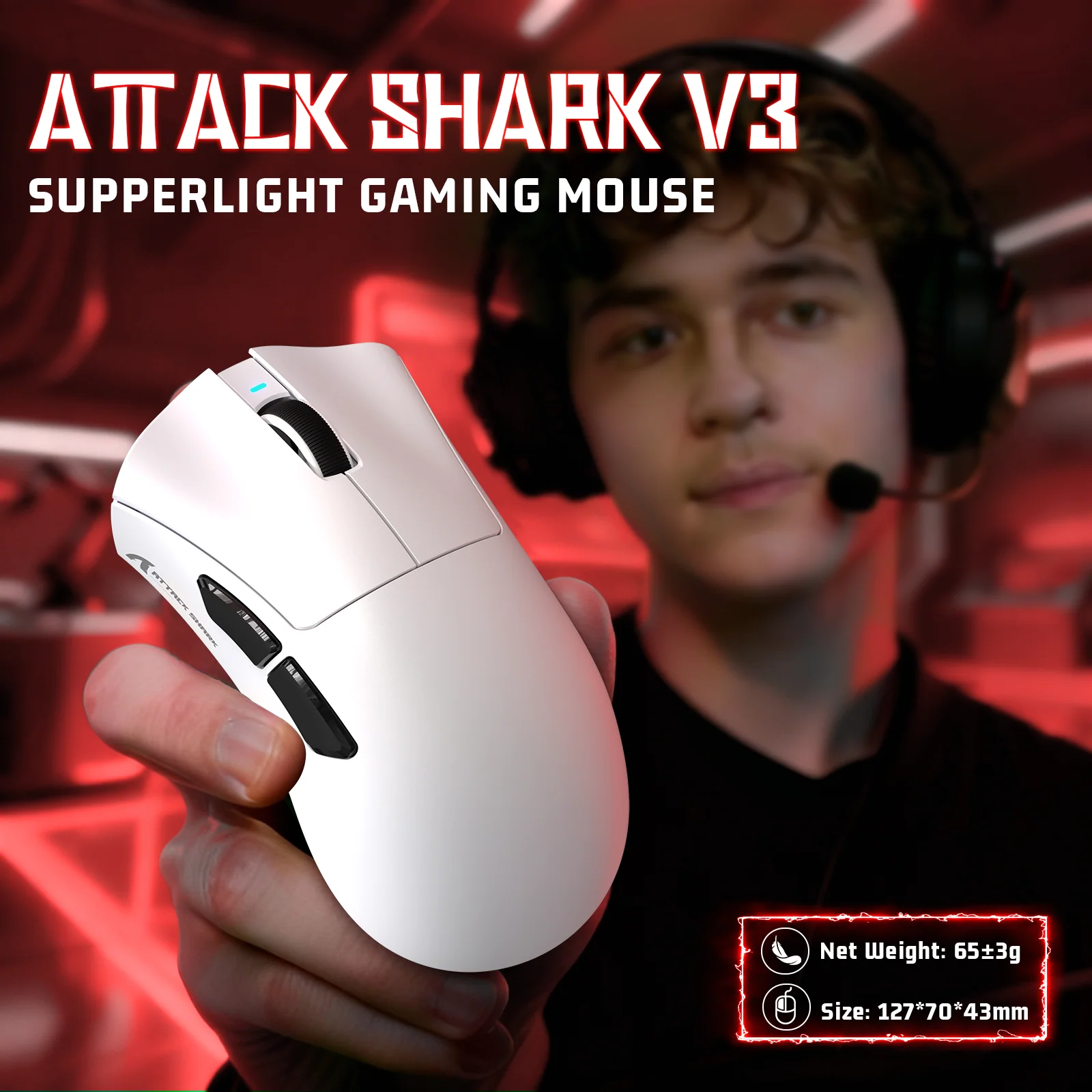 ATTACK SHARK V3 Ultra-Light Tri-Mode Gaming Mouse