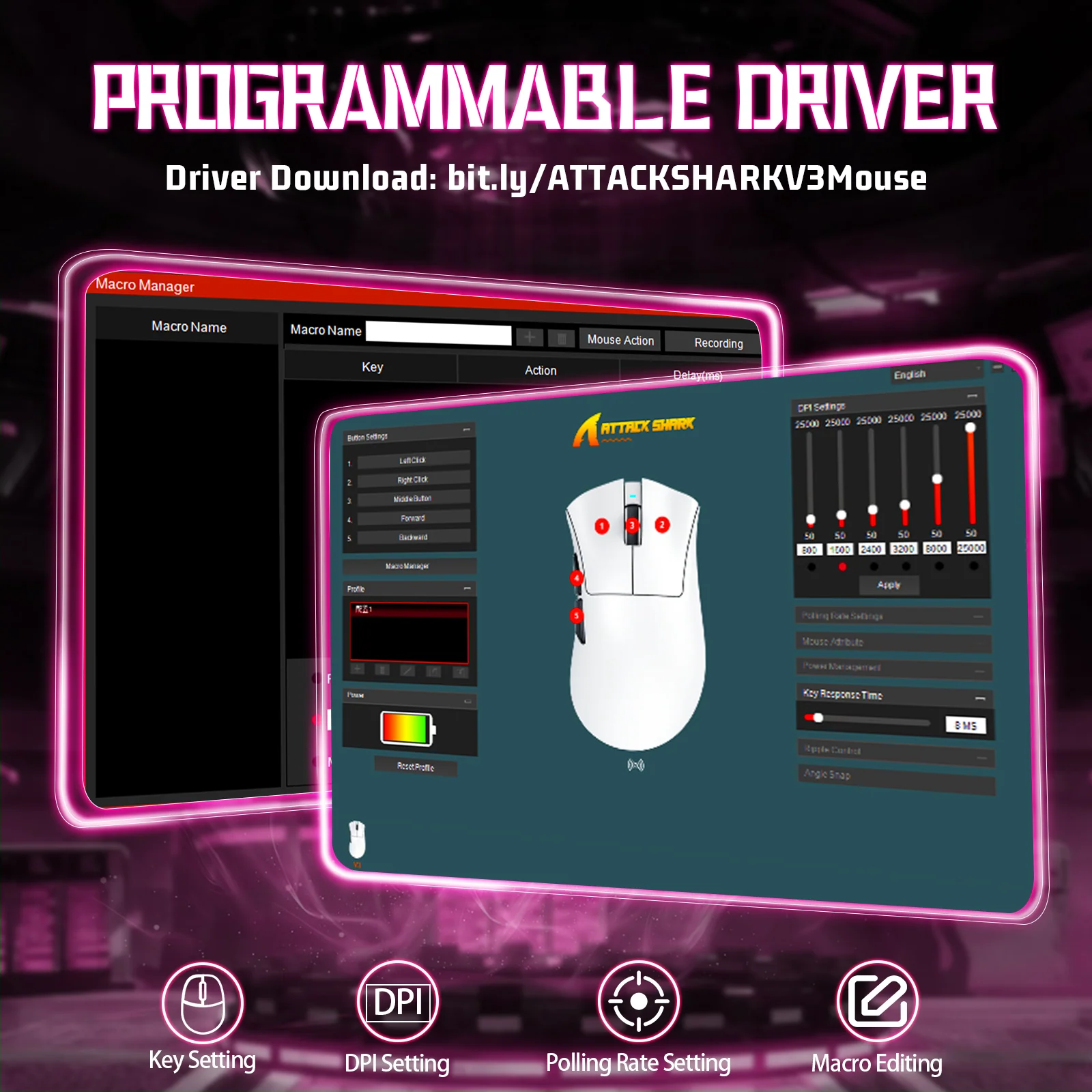 ATTACK SHARK V3 Ultra-Light Tri-Mode Gaming Mouse