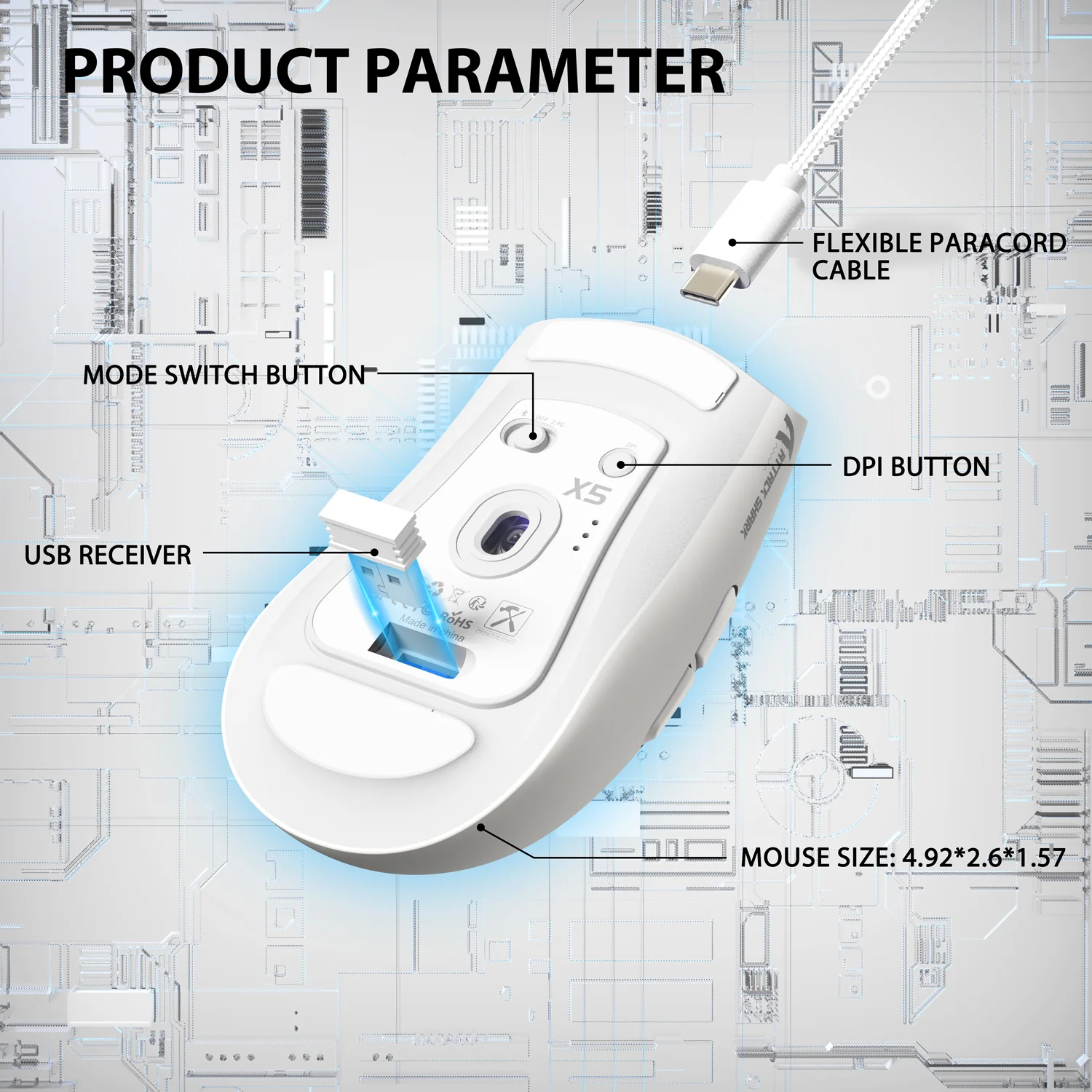 ATTACK SHARK X5 Wireless Gaming Mouse