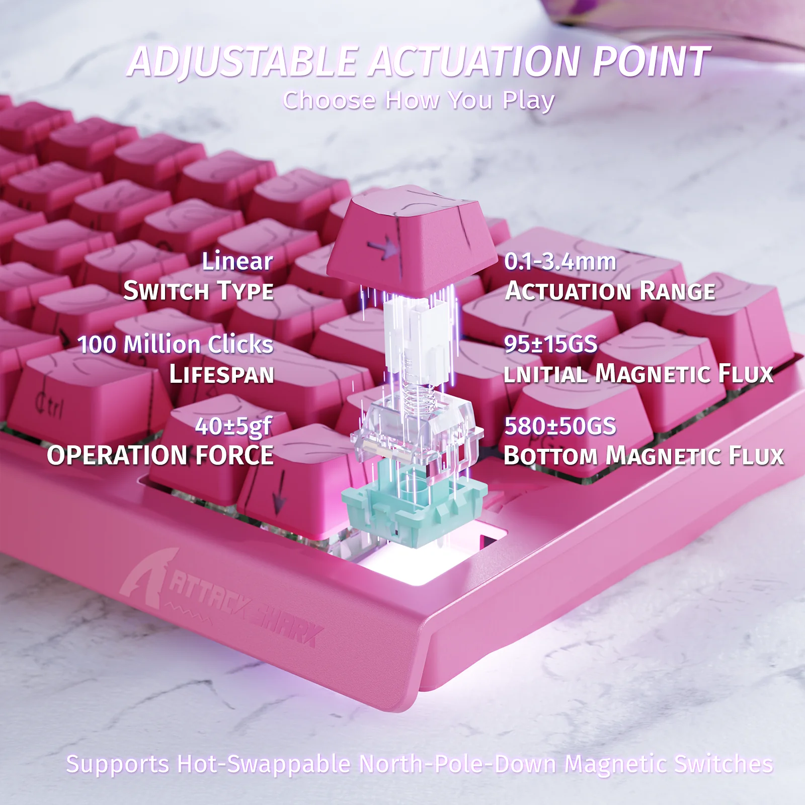 ATTACK SHARK X68 HE Rapid Trigger Keyboard Magnetic Switch