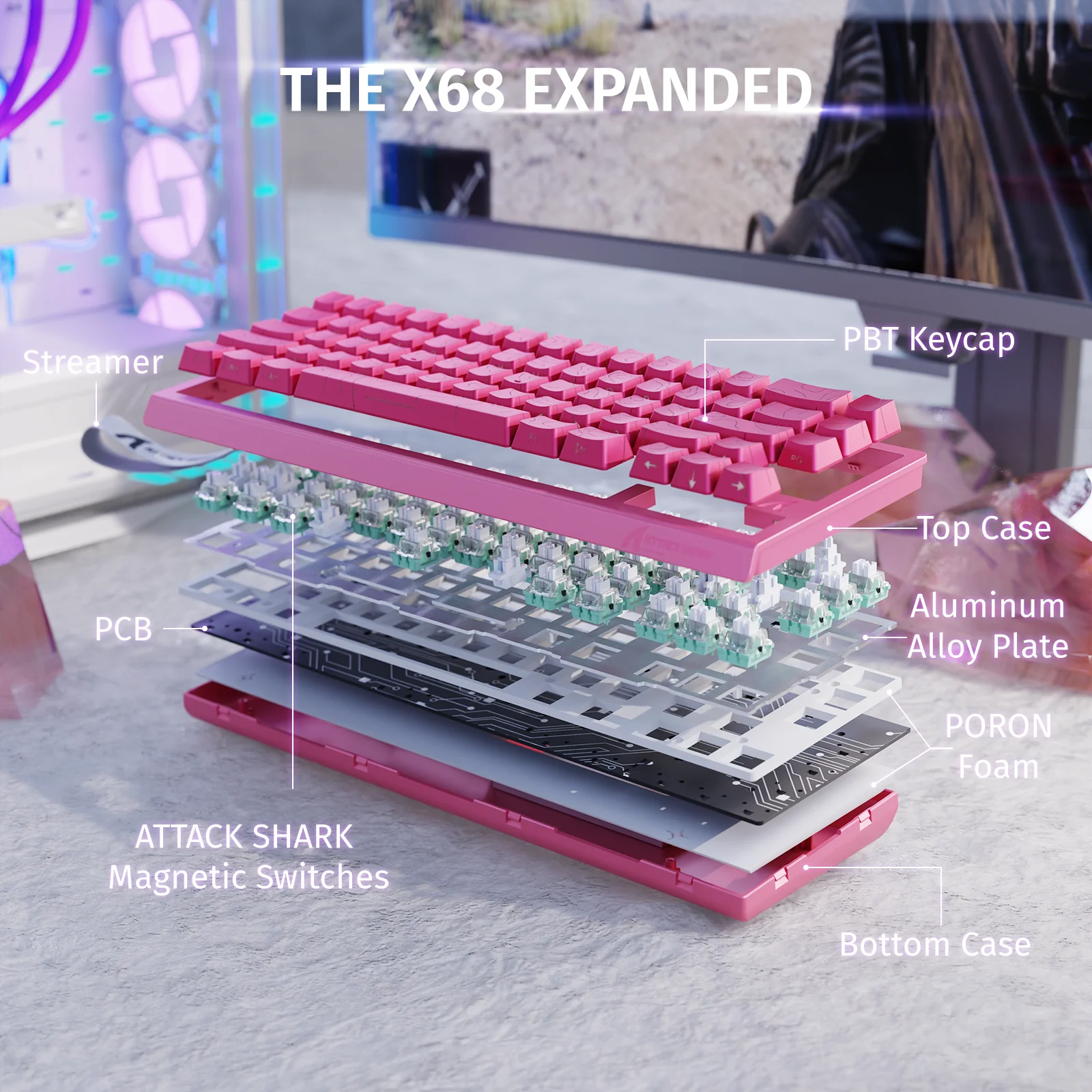 ATTACK SHARK X68 HE Rapid Trigger Keyboard Magnetic Switch