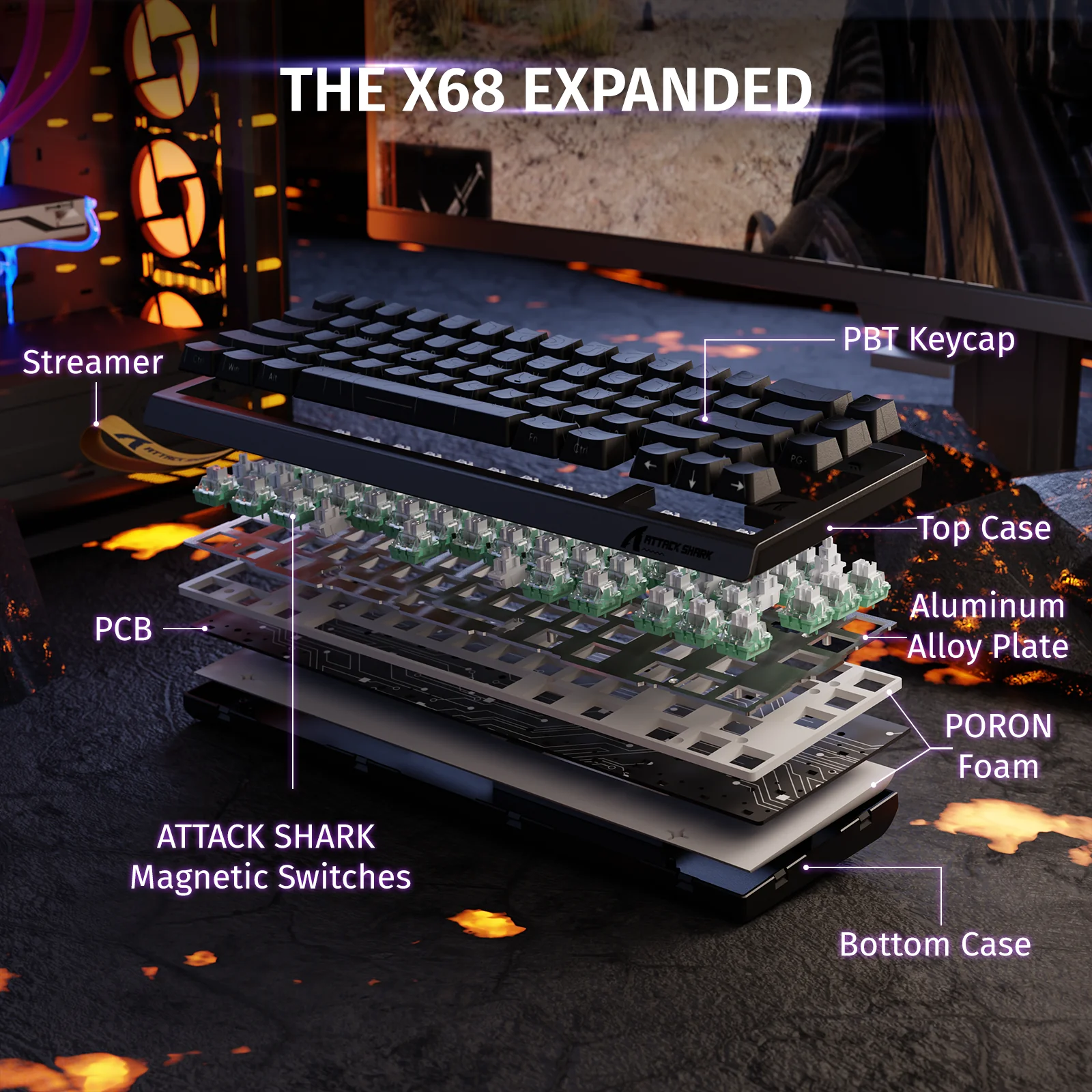 ATTACK SHARK X68 HE Rapid Trigger Keyboard Magnetic Switch