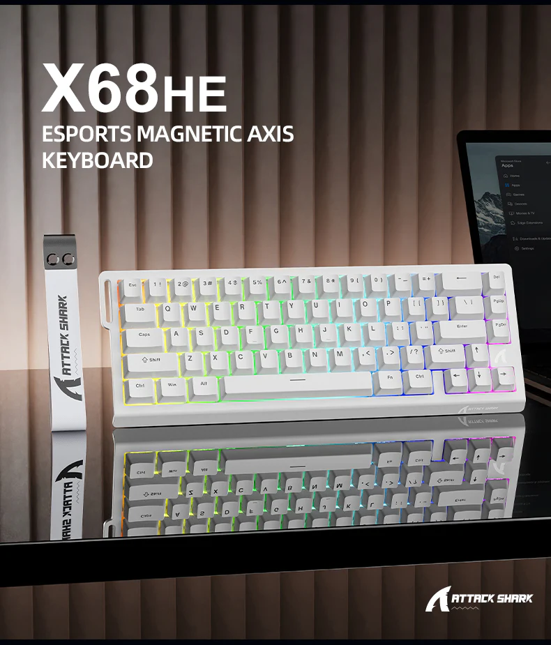 ATTACK SHARK X68 HE Rapid Trigger Keyboard Magnetic Switch with C01PRO Coiled Cable