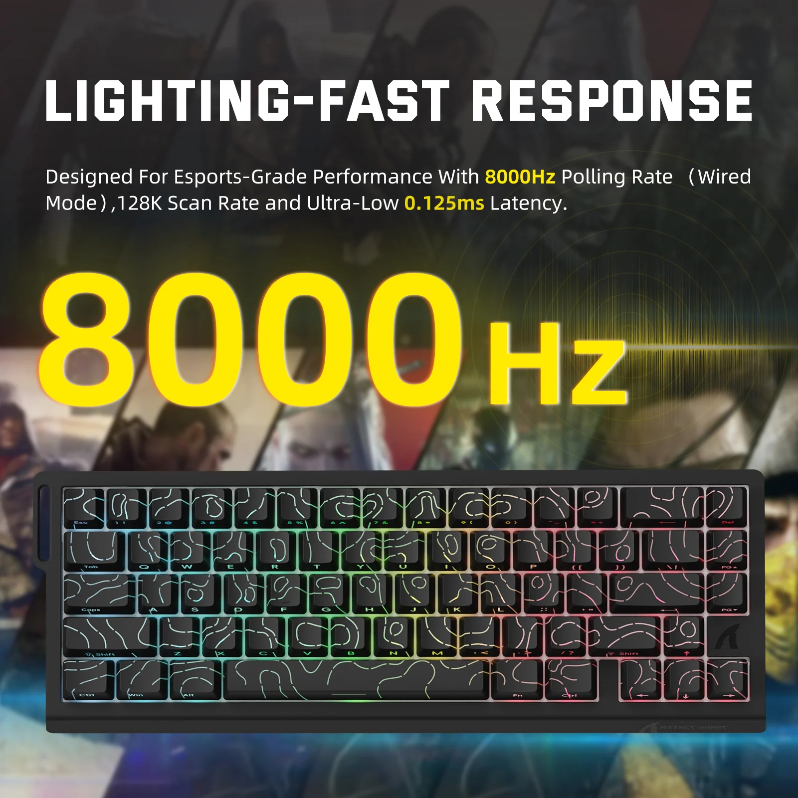 ATTACK SHARK X68PRO HE Wireless Rapid Trigger Keyboard Magnetic Switch