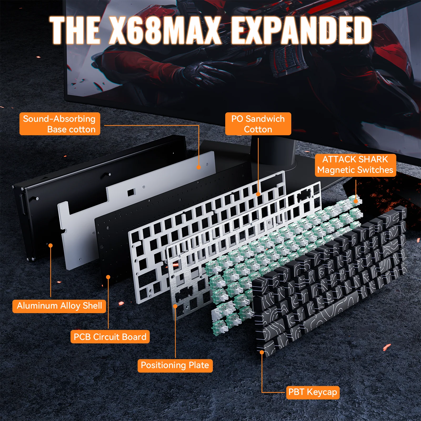 411-attack-shark-x68max-he-rapid-trigger-aluminum-keyboard-magnetic-switch-17.webp ATTACK SHARK X68MAX HE Rapid Trigger Aluminum Keyboard Magnetic Switch