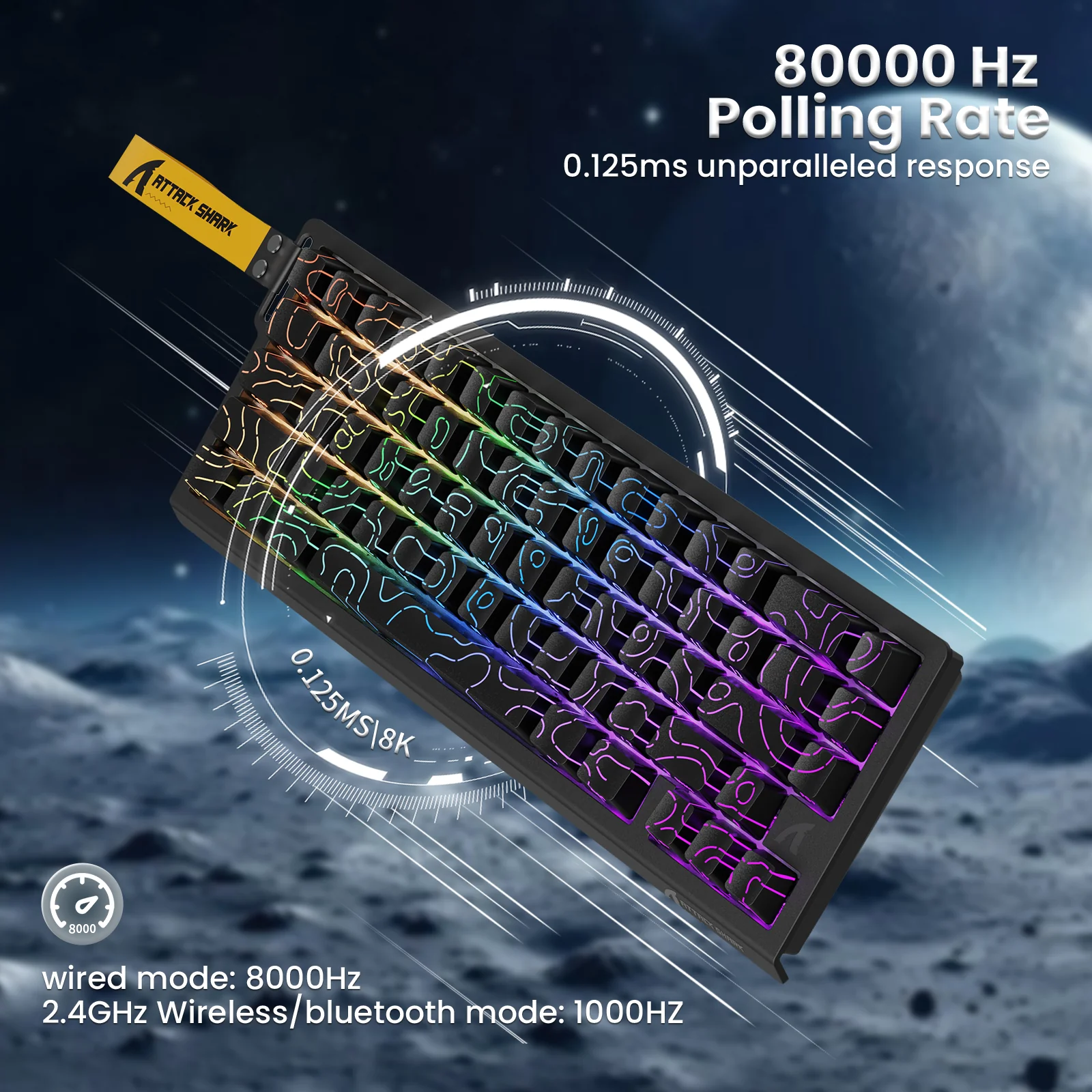 ATTACK SHARK X68PRO HE Wireless Rapid Trigger Keyboard With Coiled Cable