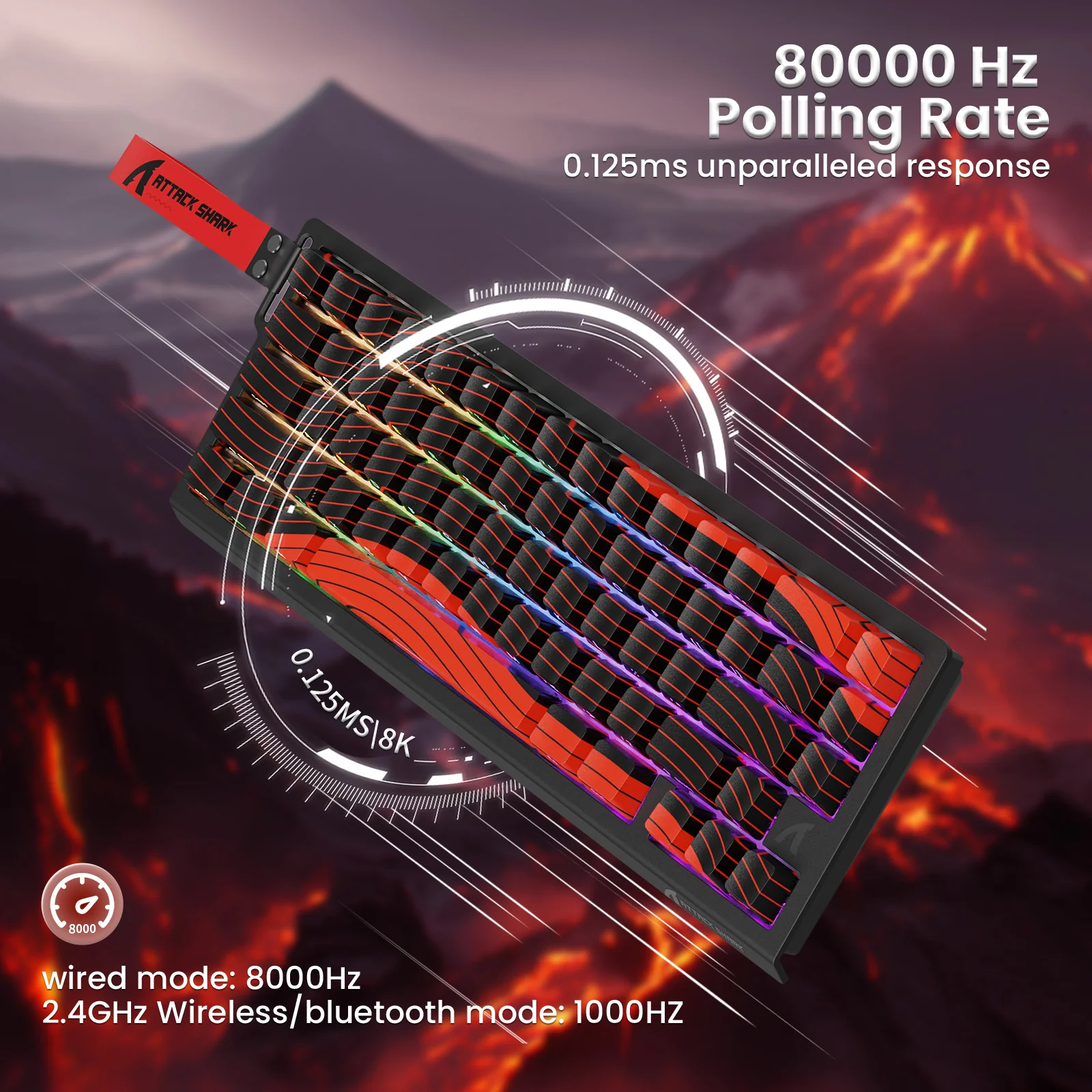ATTACK SHARK X68PRO HE Wireless Rapid Trigger Keyboard With Coiled Cable
